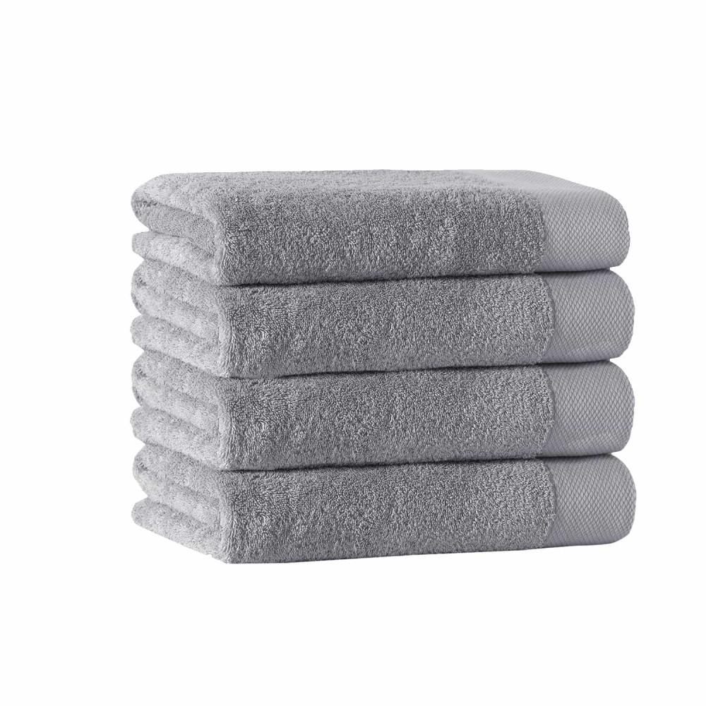 Enchante Home 4-Piece Silver Turkish Cotton Bath Towel Set (Signature ...