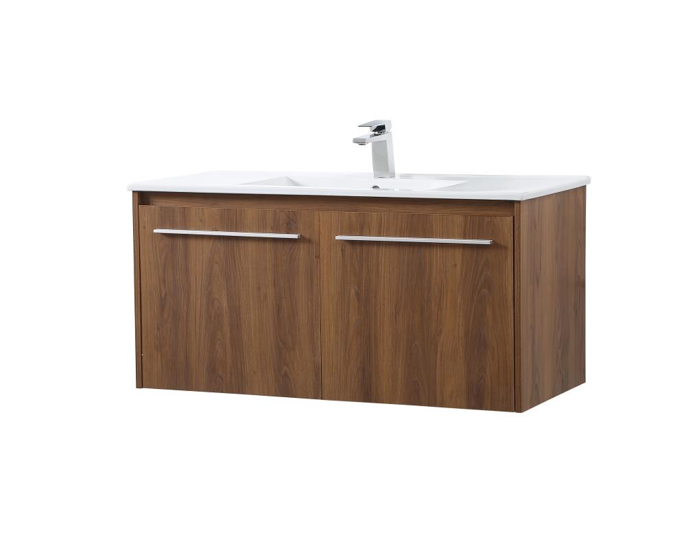 Elegant Decor First Impressions 40-in Brown Single Sink Floating ...