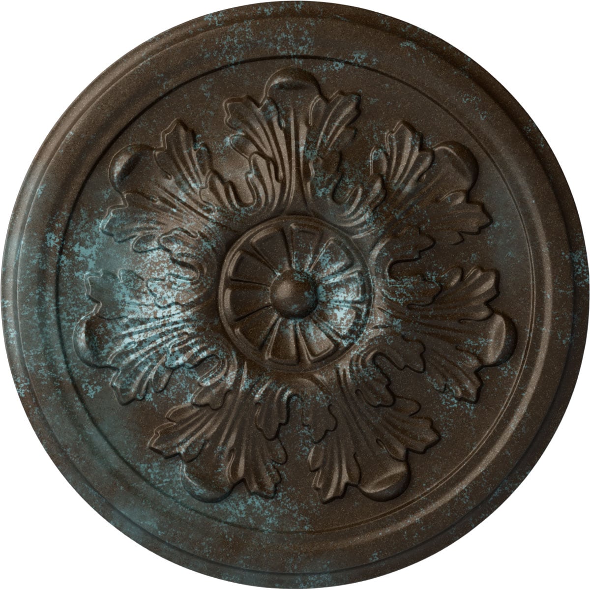 Ekena Millwork CM12LEBBS Legacy Acanthus 12.75-in W x 12.75-in L Painted Bronze Blue Patina Polyurethane Whole Ceiling Medallion