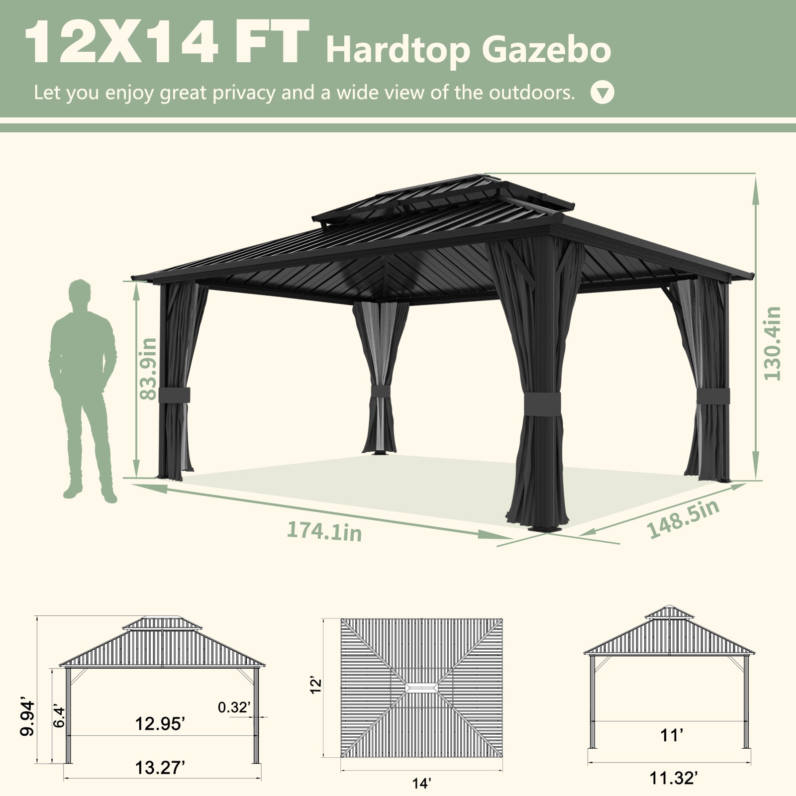 VEIKOUS PG0201-07-2 Wood-Resin-Gazebos - View #3