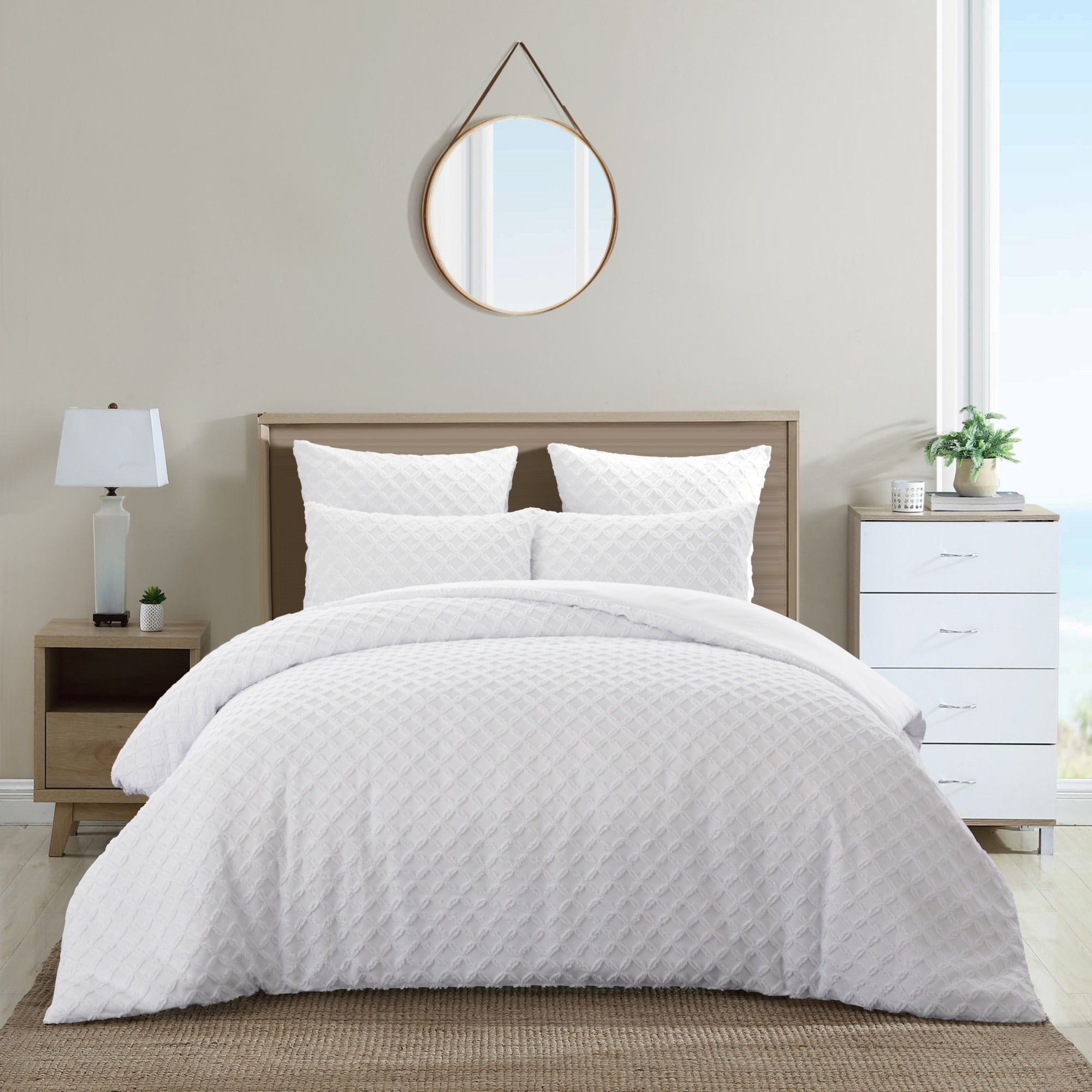 Grace Living Nadya White Solid Twin/Twin Xl Duvet Cover in the