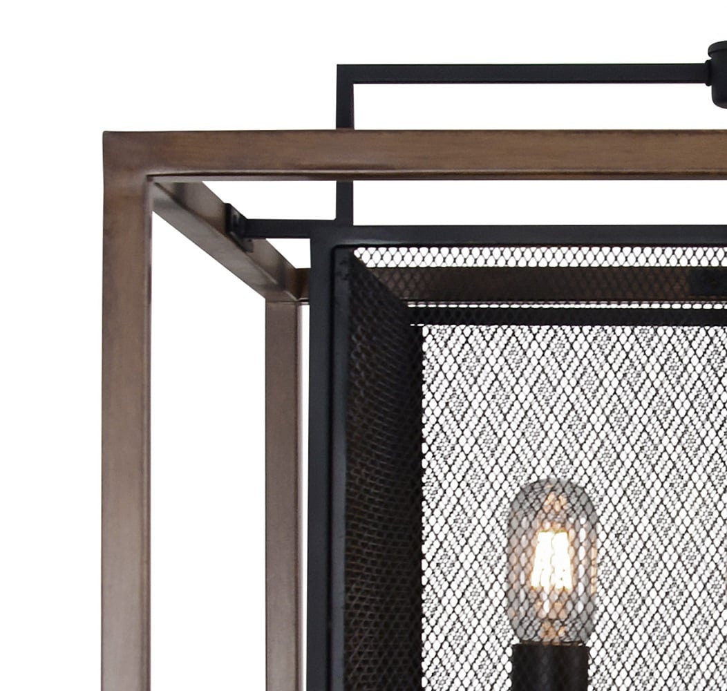 Rio Lobo 22" Dark Oak & Black Steel Industrial Pendant Light