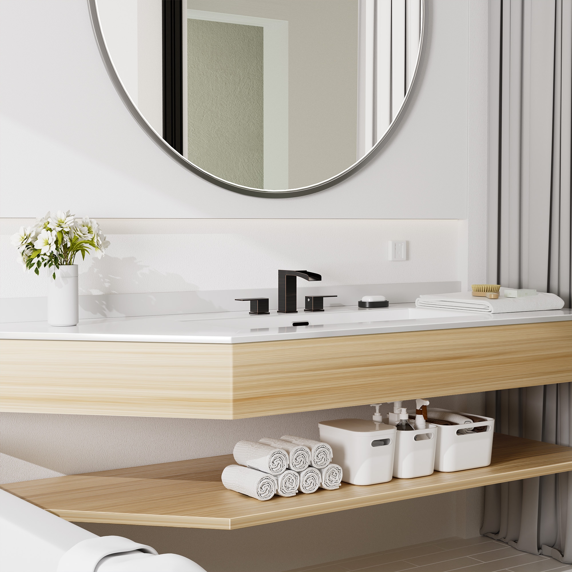 Matte Black Modern Widespread 2-Handle Bathroom Faucet