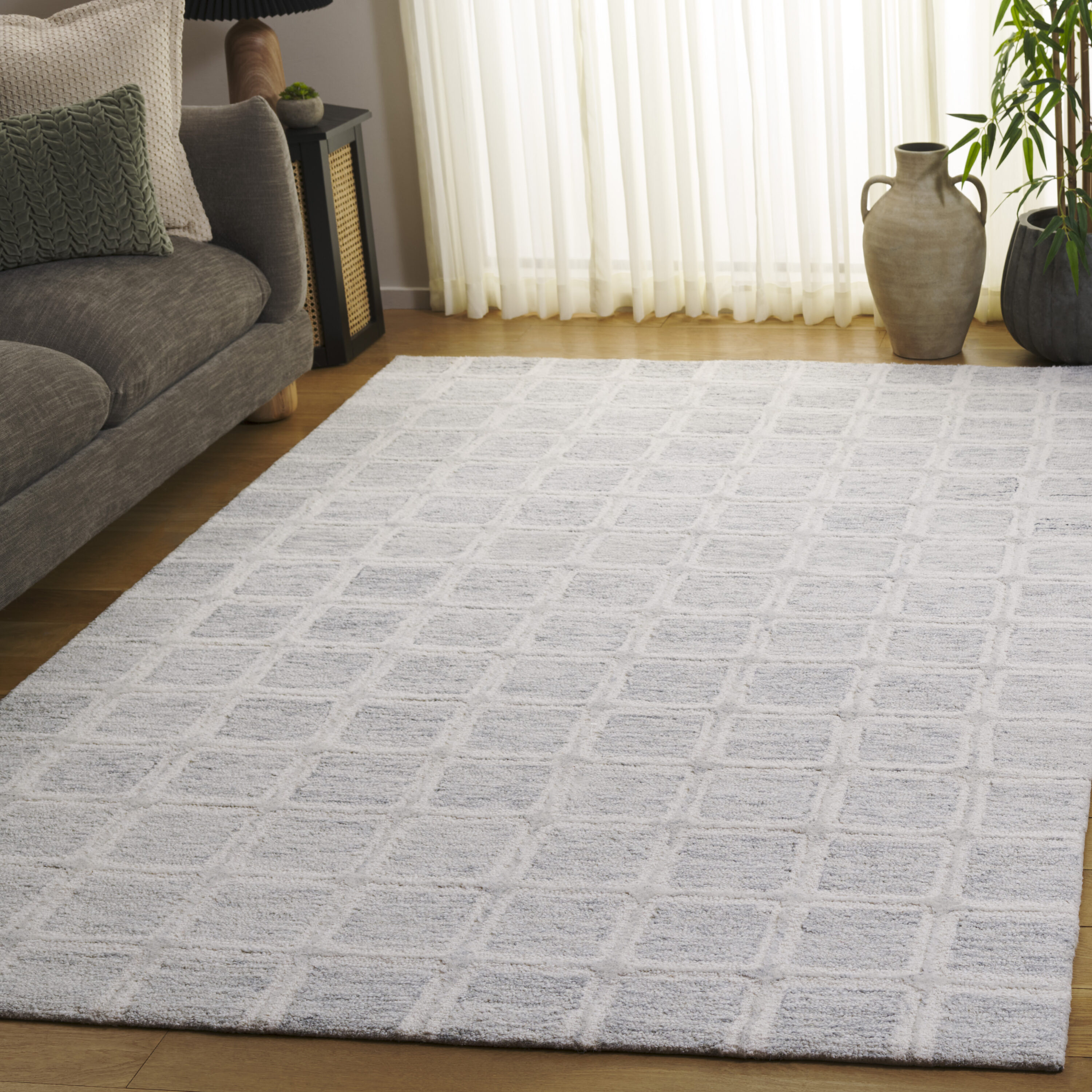  Pine 117 Gray/Ivory Contemporary 4ft x 6ft Small Rectangle Rug
