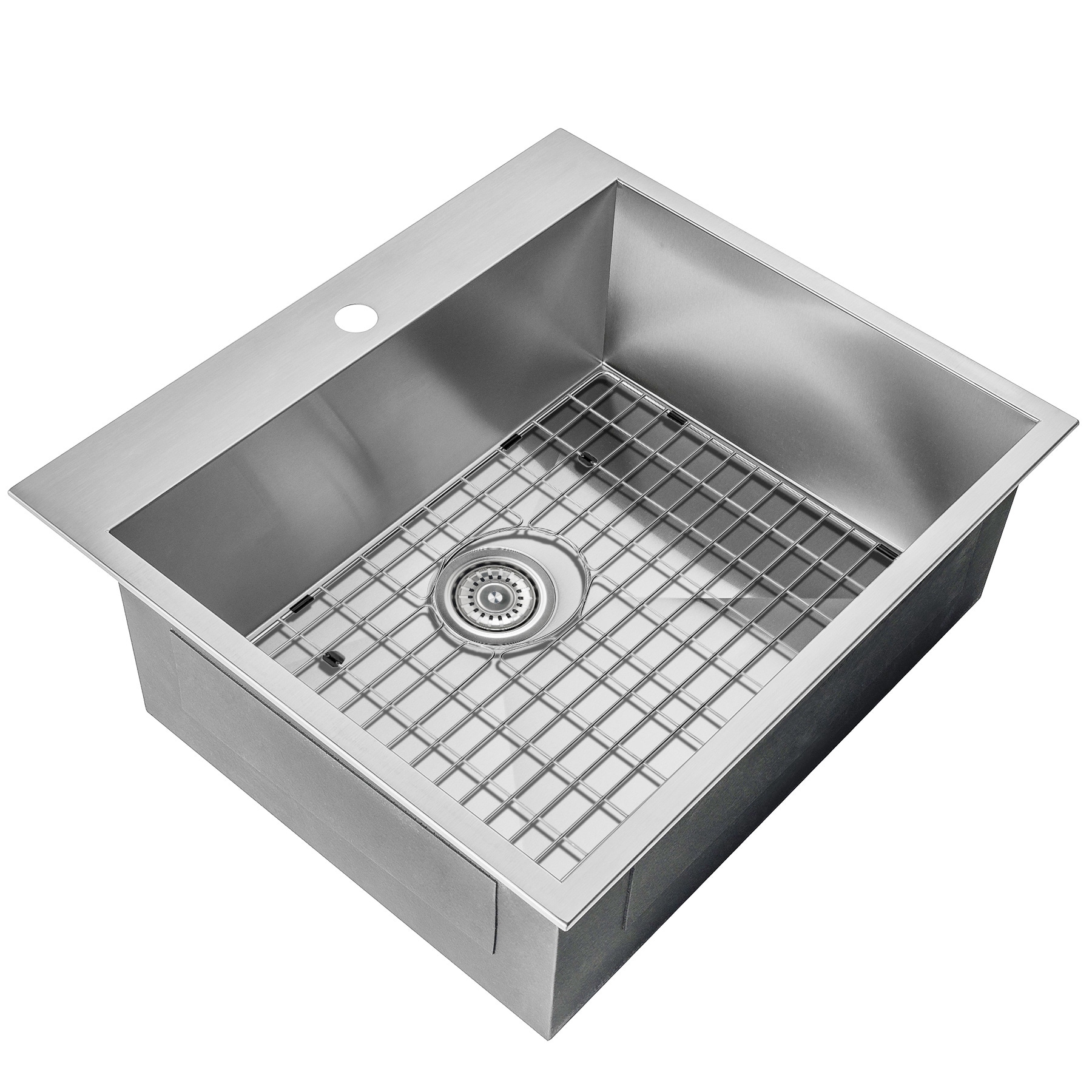 AKDY Drop-In 25-in x 22-in Brushed Stainless Steel Single Bowl 1 