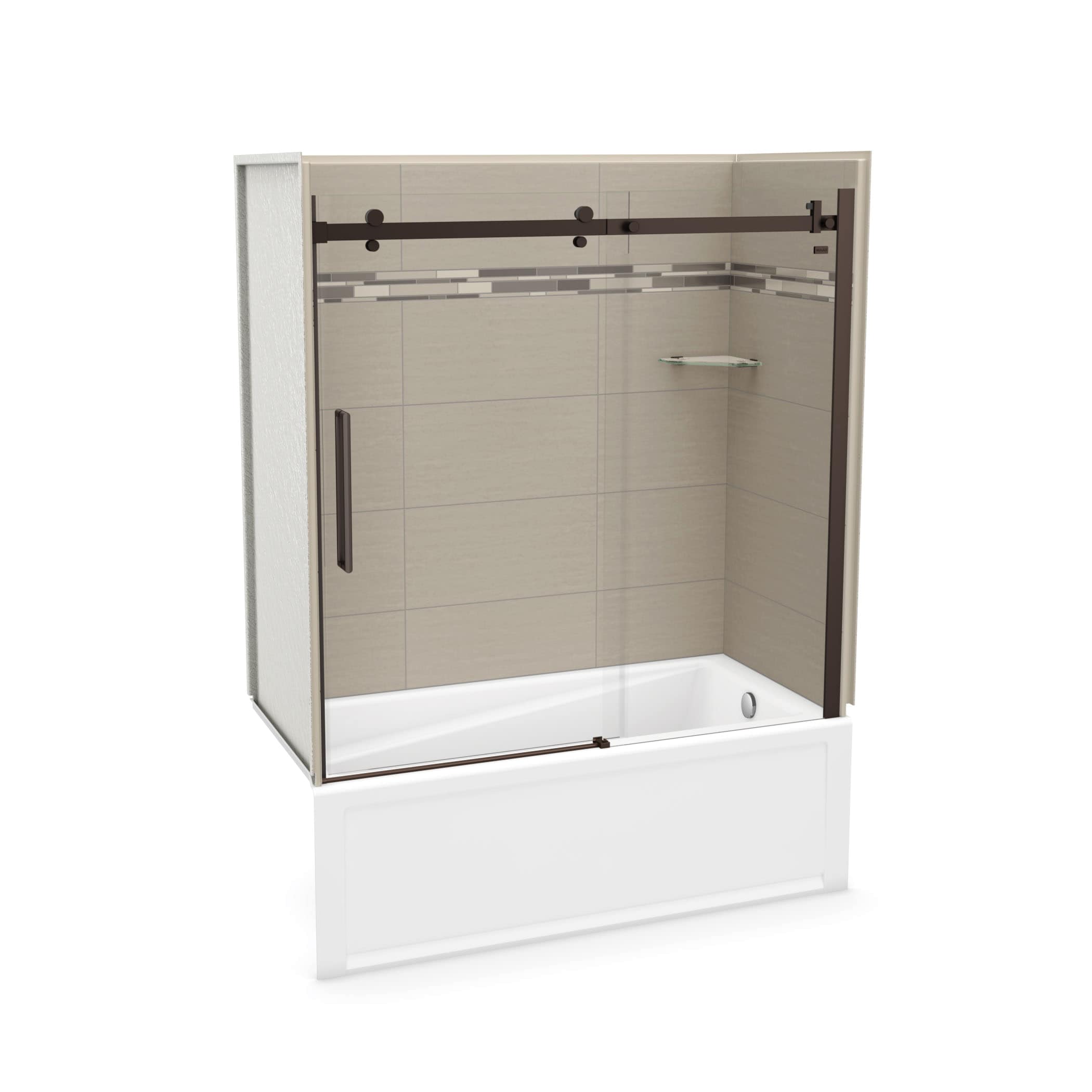 MAAX 106366-300-502-103 Utile 30-in W x 60-in L x 80-in H Origin Greige 5 -Piece Bathtub Shower Combination Kit (Right Drain) with Tub/Wall/Door Included
