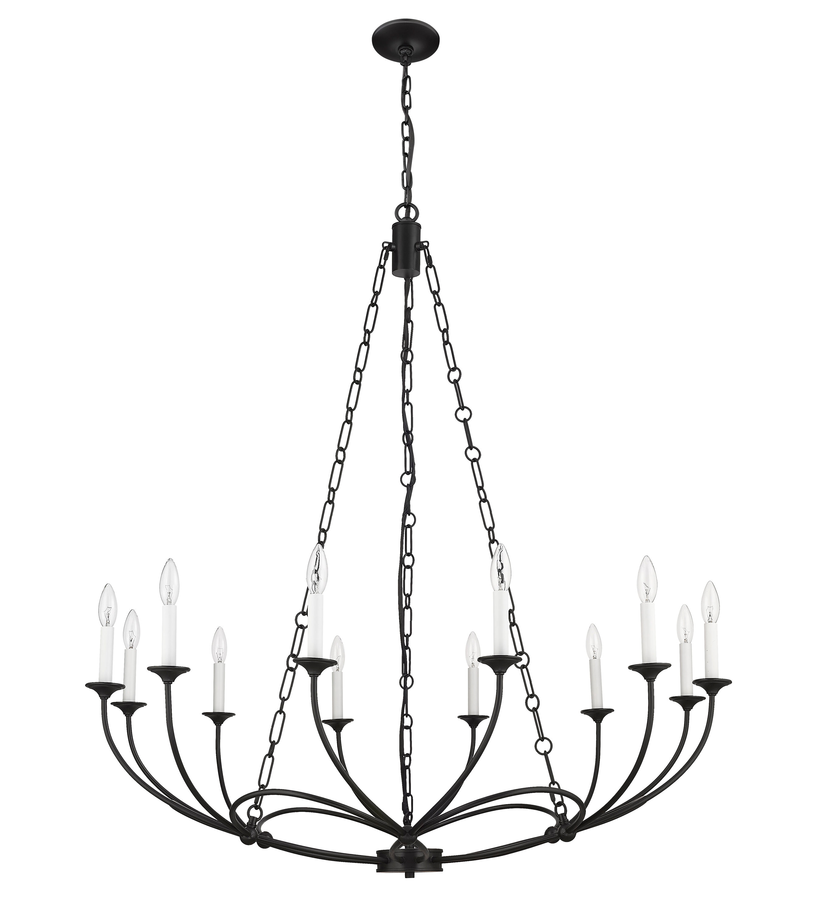 Arabella Matte Black 12-Light Candle Style Chandelier