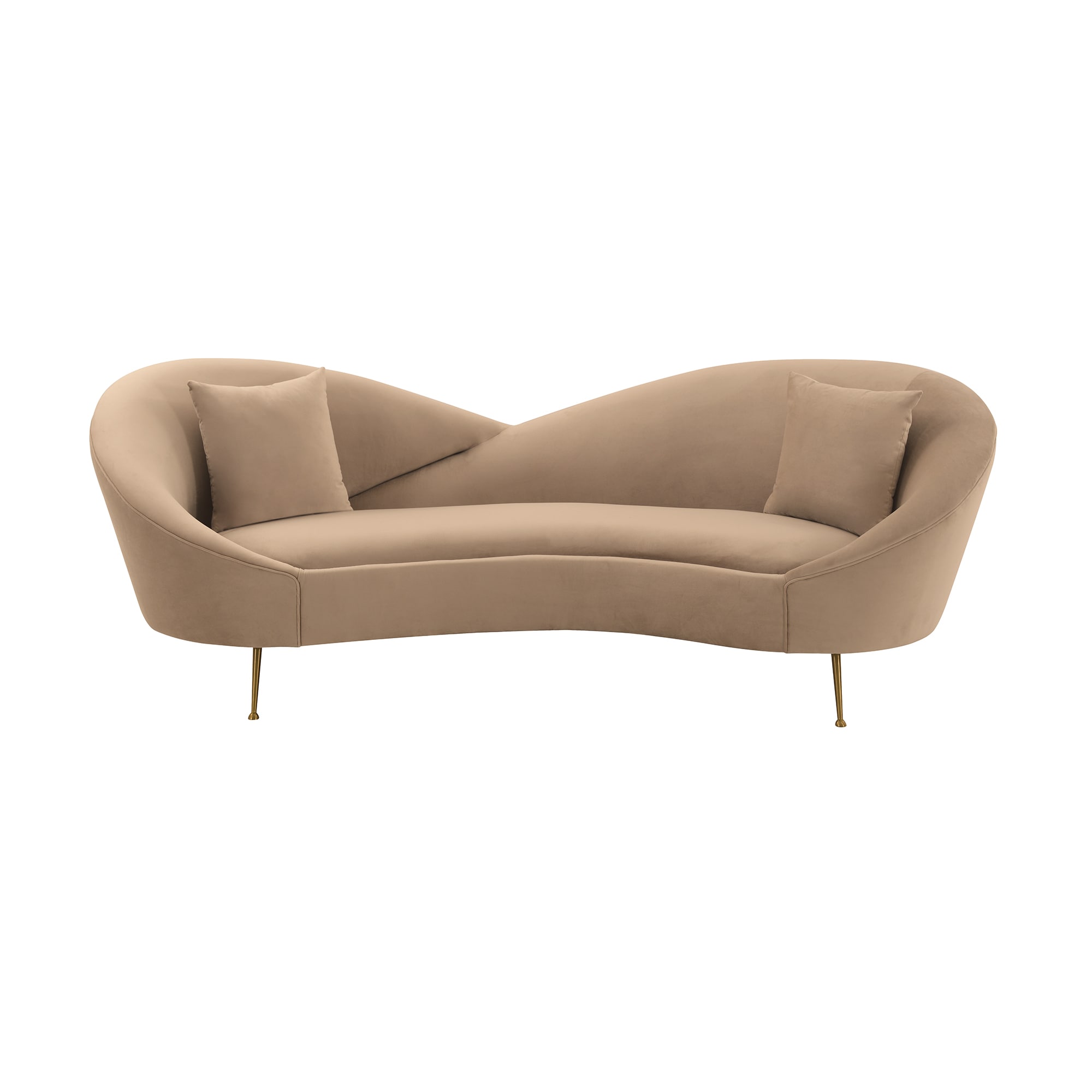Armen Living LCAB3NAT 82-Inches Modern Brushed Gold Legs Genuine leather Sofa