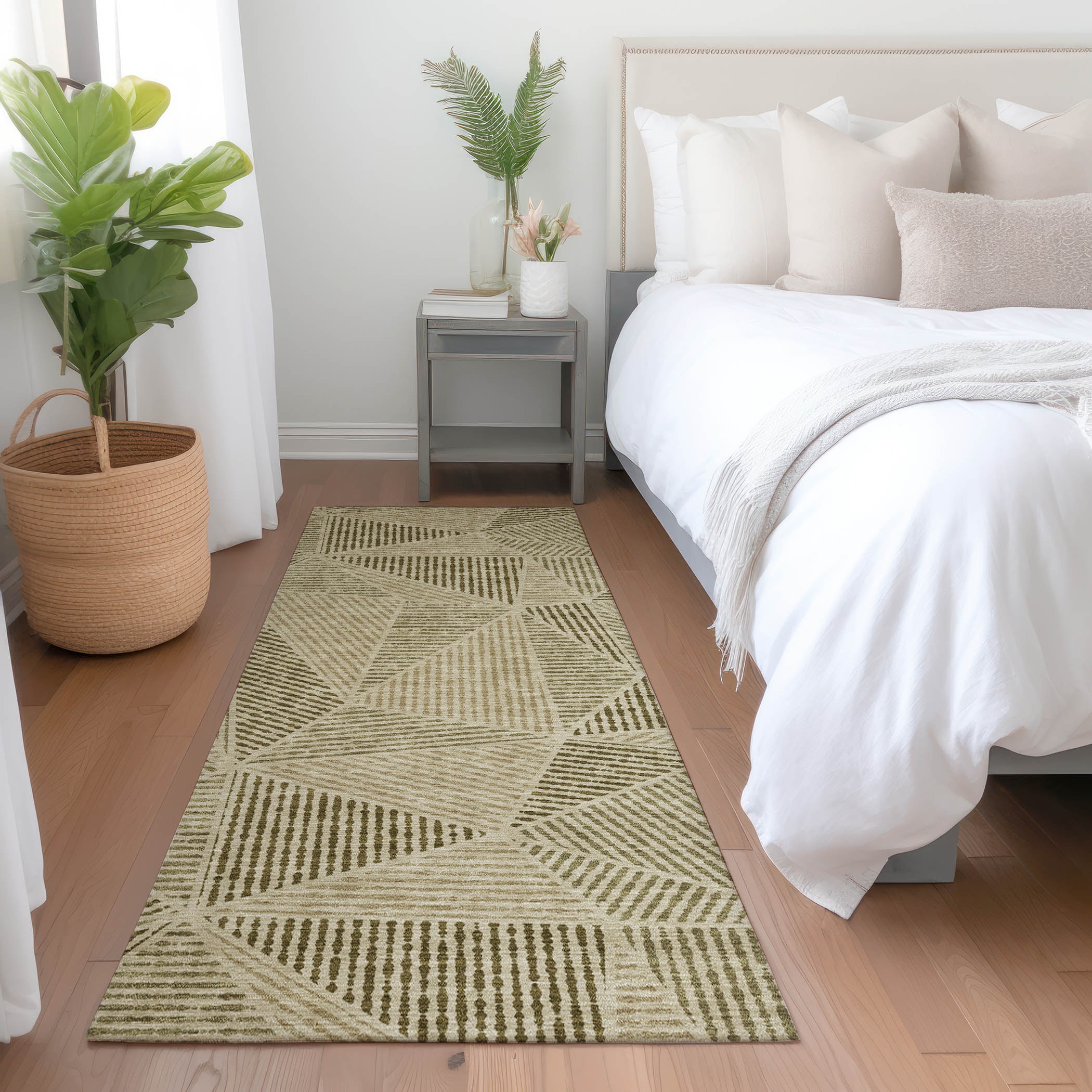 Addison Rugs ACN618KH2X8 Chantille ACN618KH 2 x 7 (ft) Polyester Khaki Rectangular Indoor/Outdoor Abstract Machine washable Runner rug
