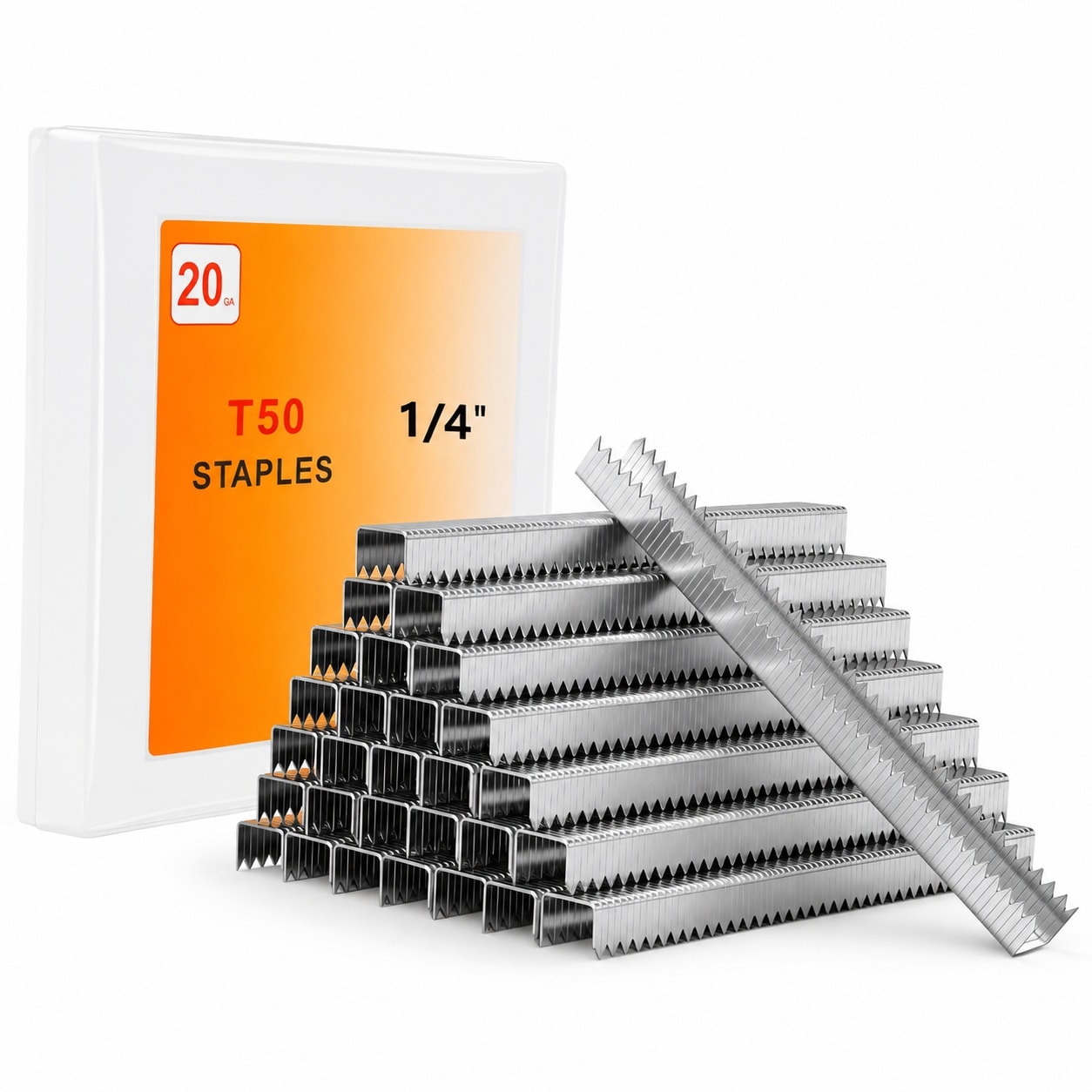 Mikiotto  Heavy Duty T50 Staples 2520 pack Quarter Inch Length 3 Eight Crown 20 Gauge Galvanized Chiseled Pointed Fits Manual Electric Pneumatic