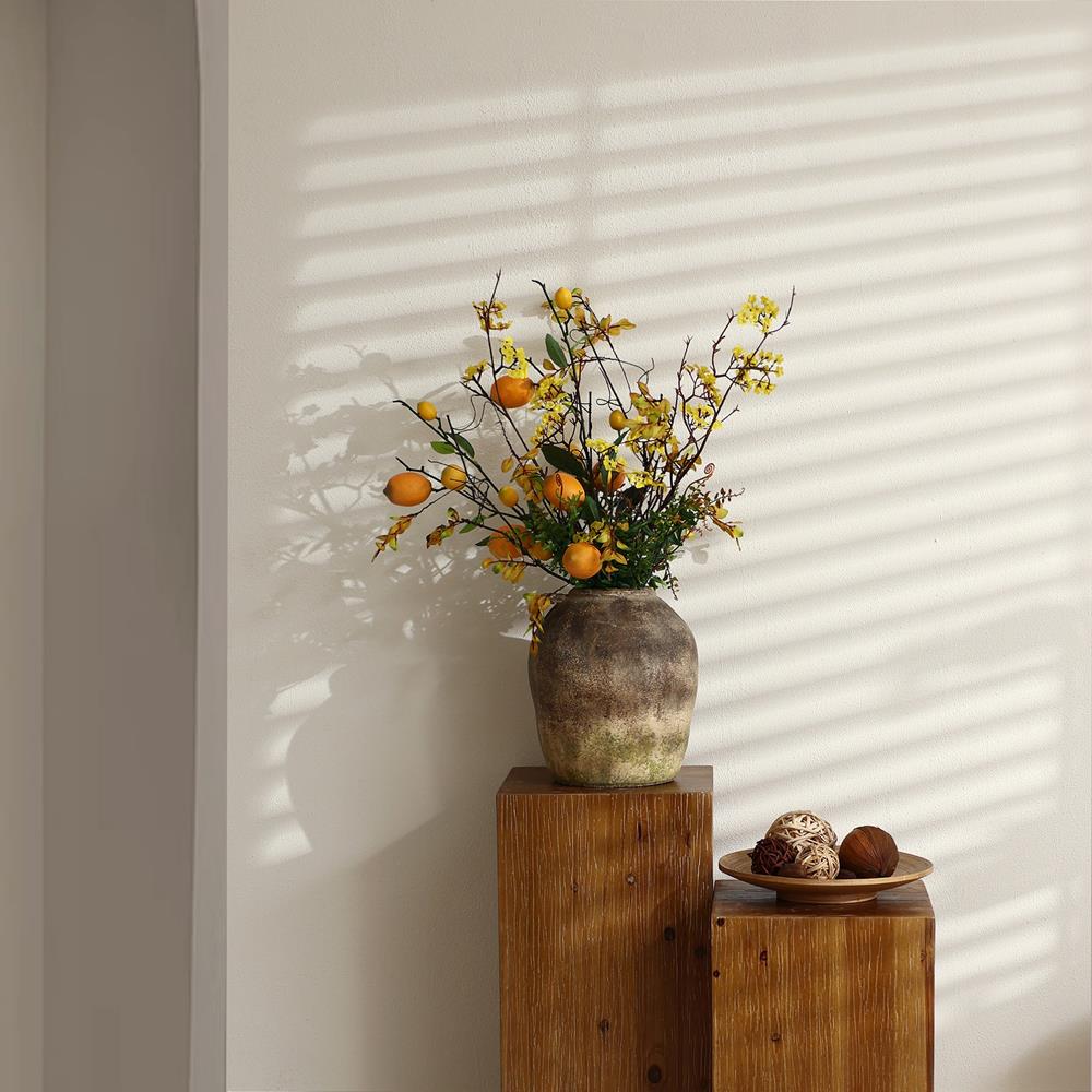Rustic Ginger Root Brown Ceramic Table Vase for Bouquets