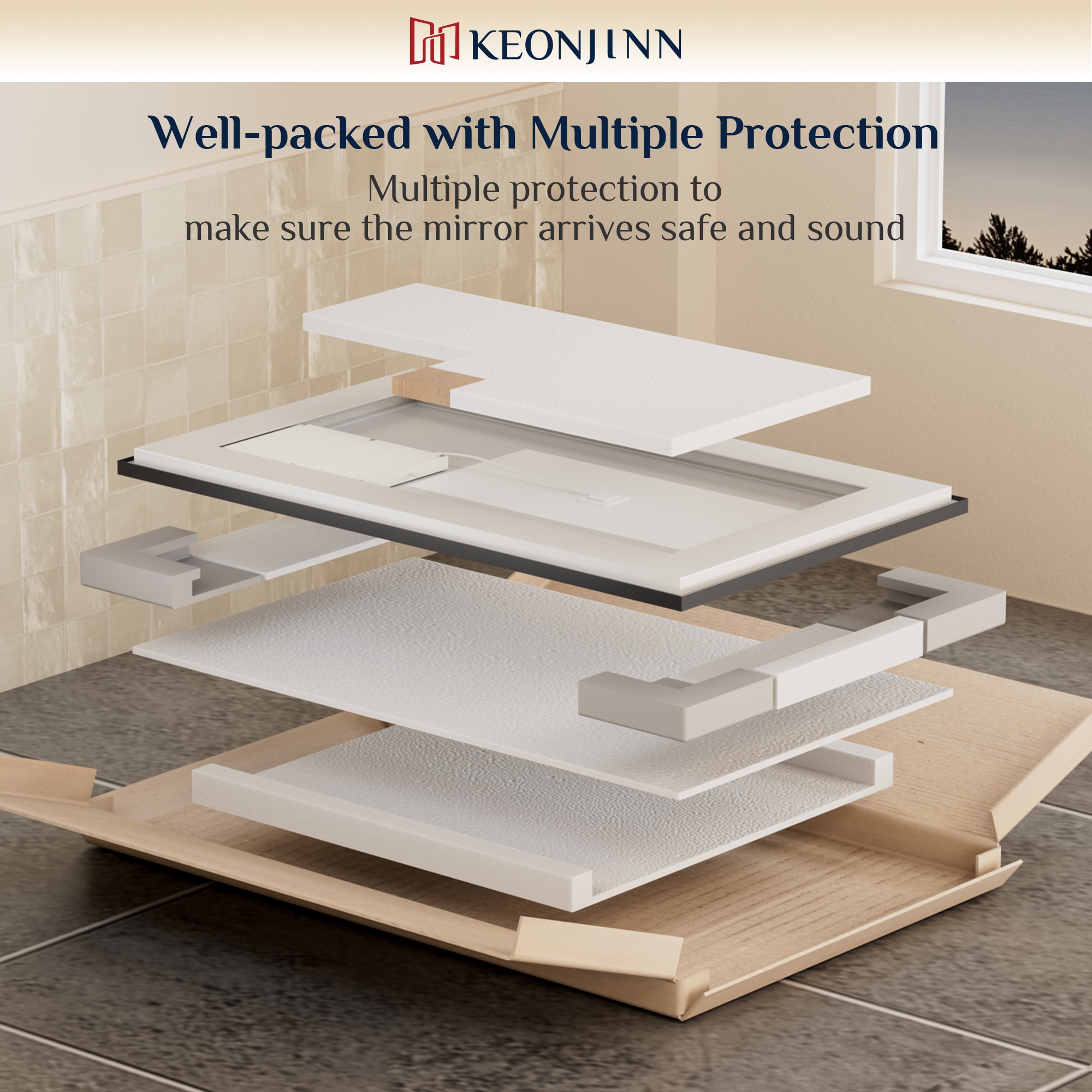 Keonjinn LW-BM66-12191-BK Framed-Bath-Mirrors - View #14