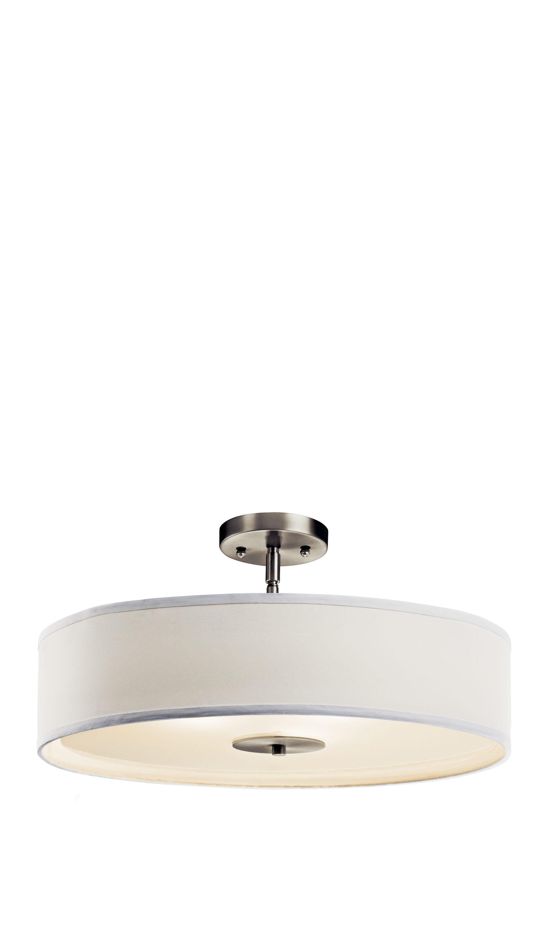 Transitional 20" Black and White Drum Pendant with Nickel Finish