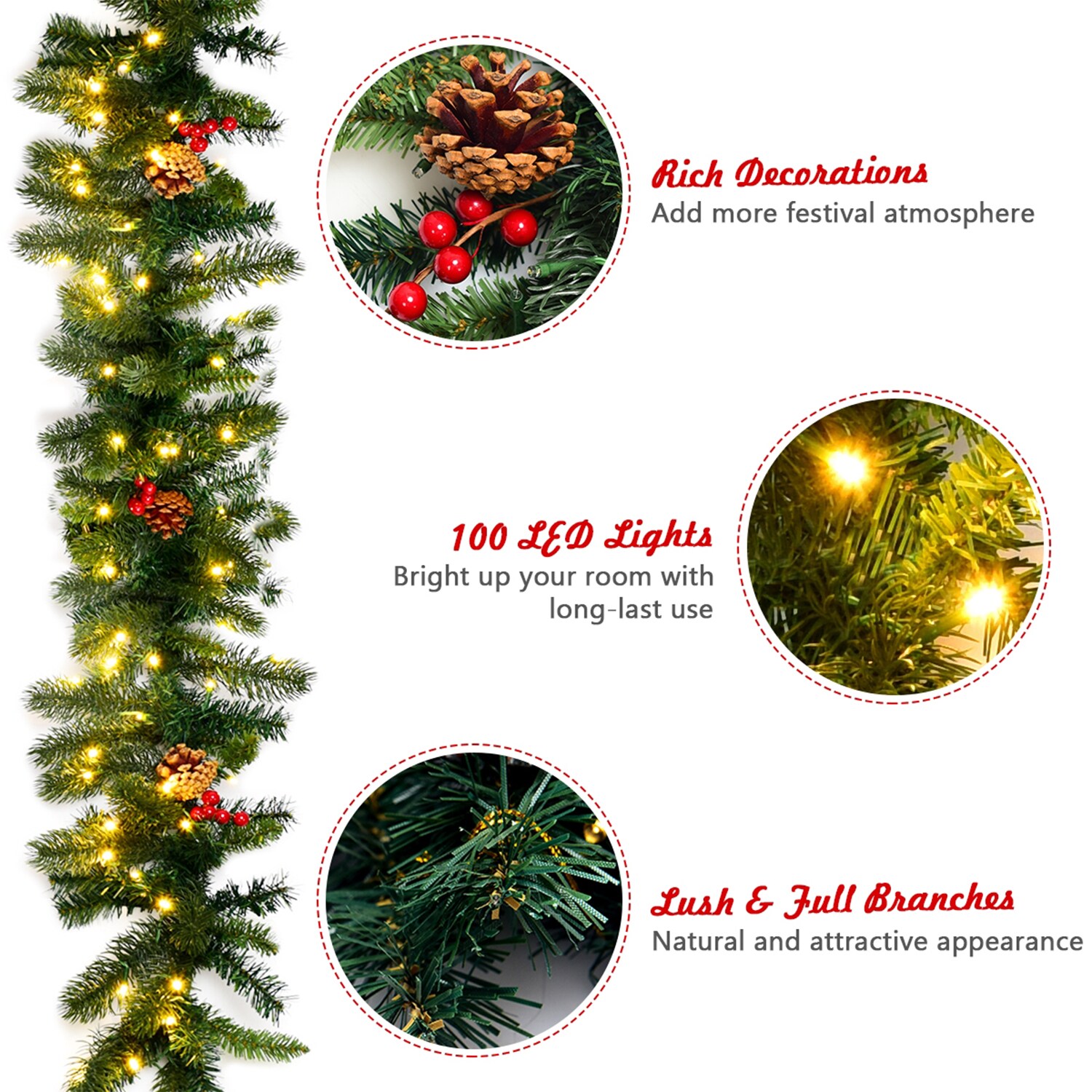Forclover HYFE-22798 Artificial-Christmas-Wreaths - View #5