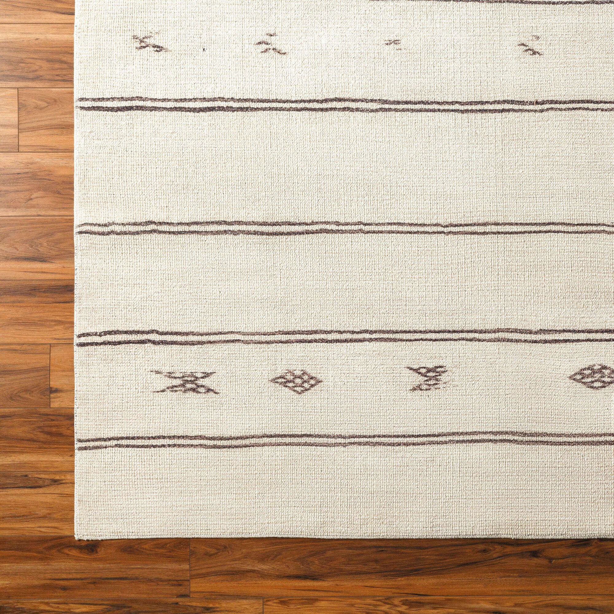 Modern Gray Stripe Synthetic Area Rug 6 ft 7 in Square
