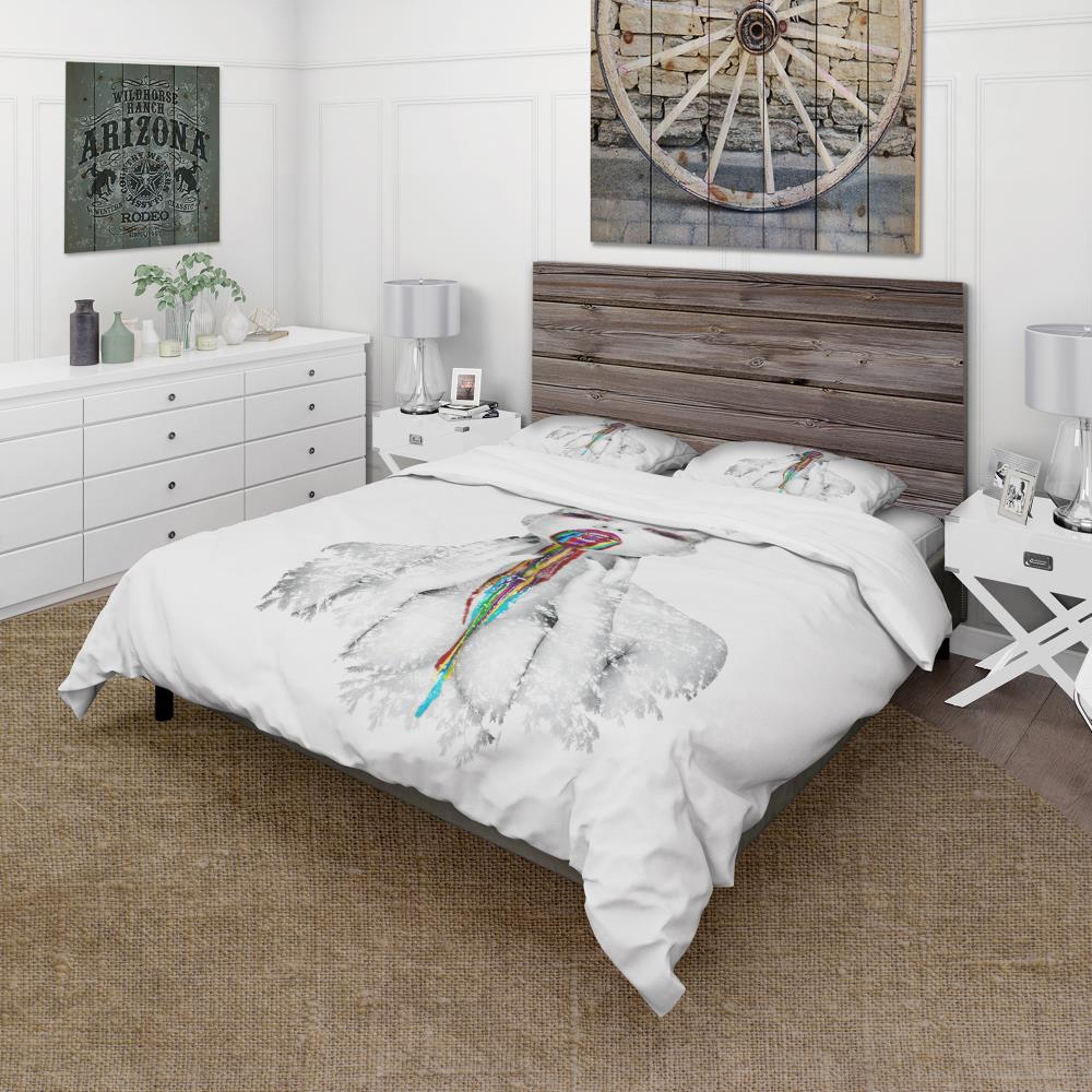 Designart BED14533-K 3 -Piece Grey King Duvet cover Set
