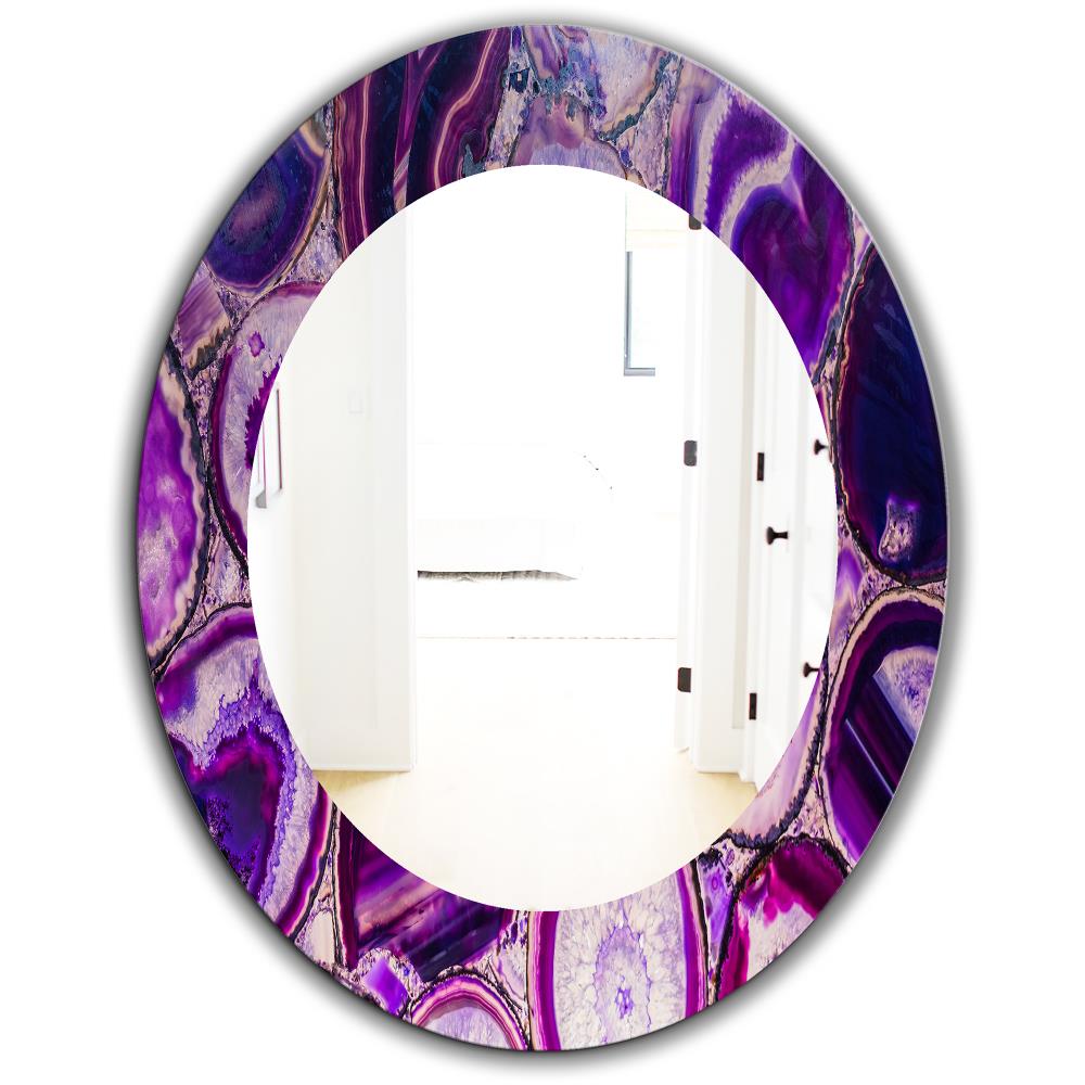 Designart 23.7-in L x 23.7-in W Oval Purple Polished Wall Mirror in the ...