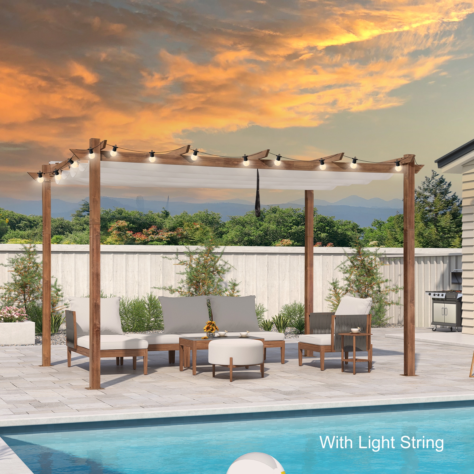 PURPLE LEAF LSDT06-YMPG-13WH 10-ft W x 13-ft L x 7-ft 6-in H White Metal Freestanding Pergola with Canopy
