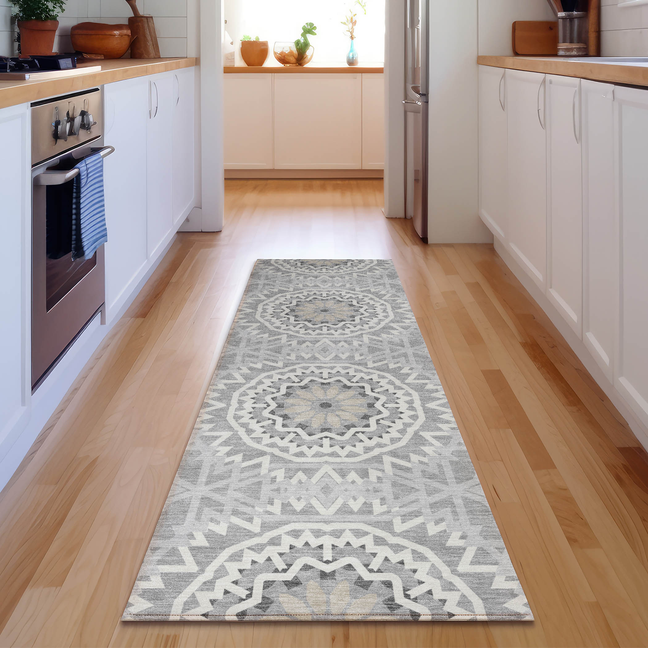 Addison Rugs AMF619GY2X8 Mayfield AMF619GY 2 x 7 (ft) Loomed Polyester Gray Rectangular Indoor Geometric Machine washable Area rug
