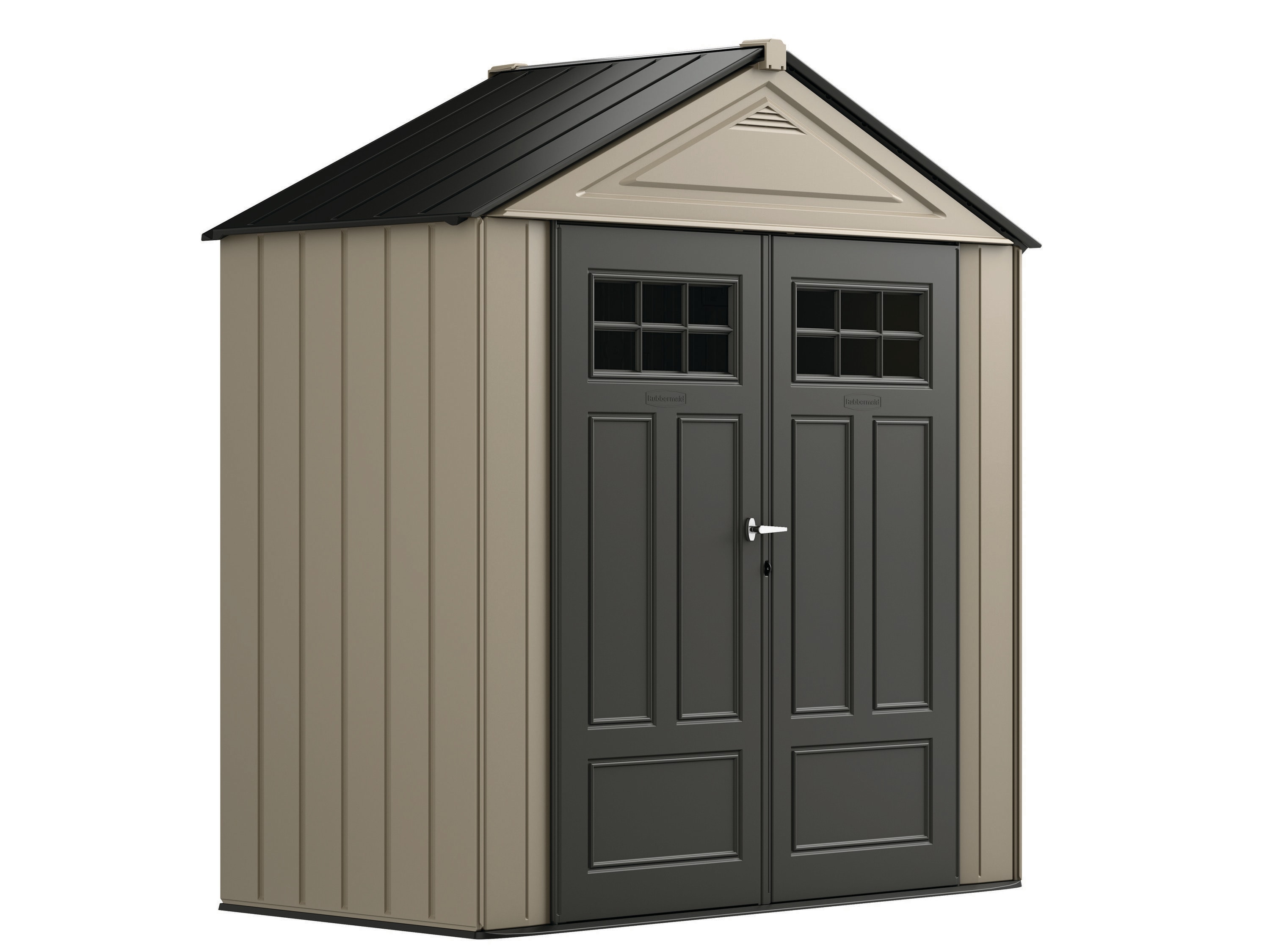7-ft x 3-ft Roughneck Gable Resin Storage Shed (Floor Included) in Brown | - Rubbermaid 2191868