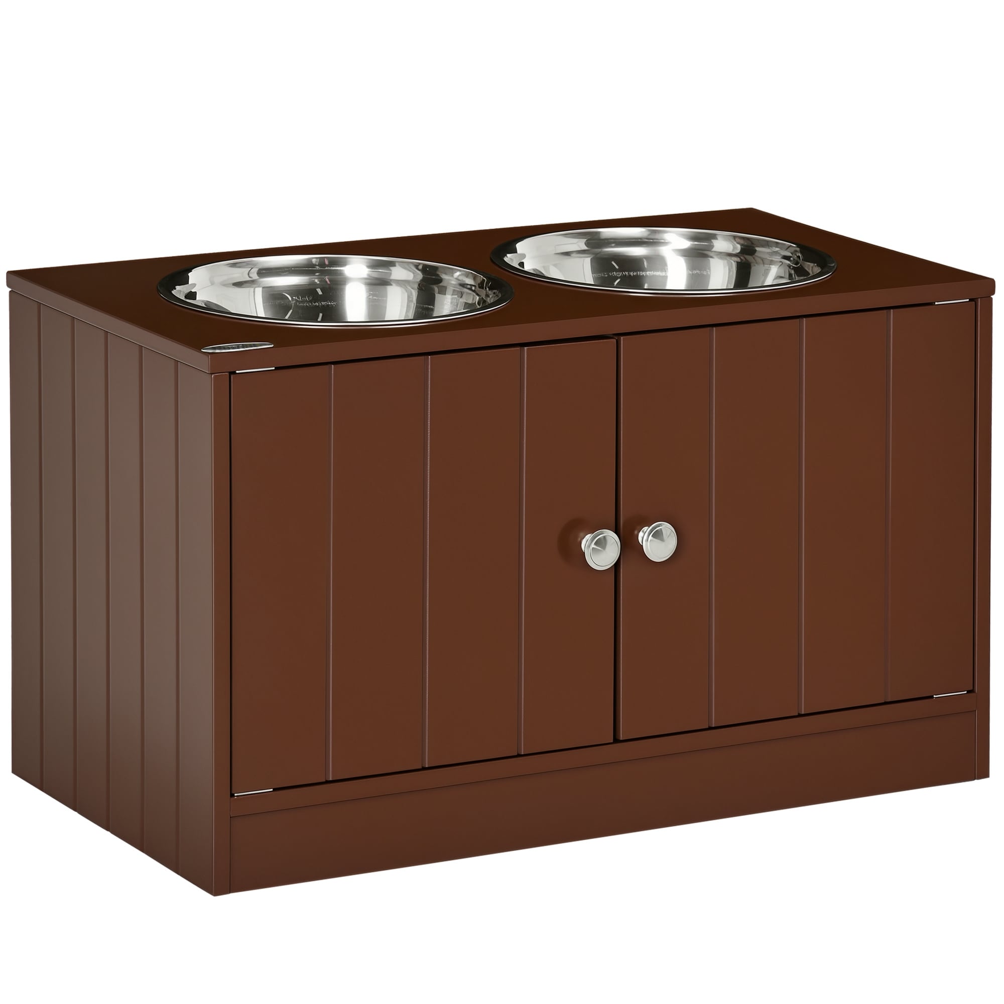 PawHut -  Elevated Dog Bowls 44L Storage Cabinet Brown​