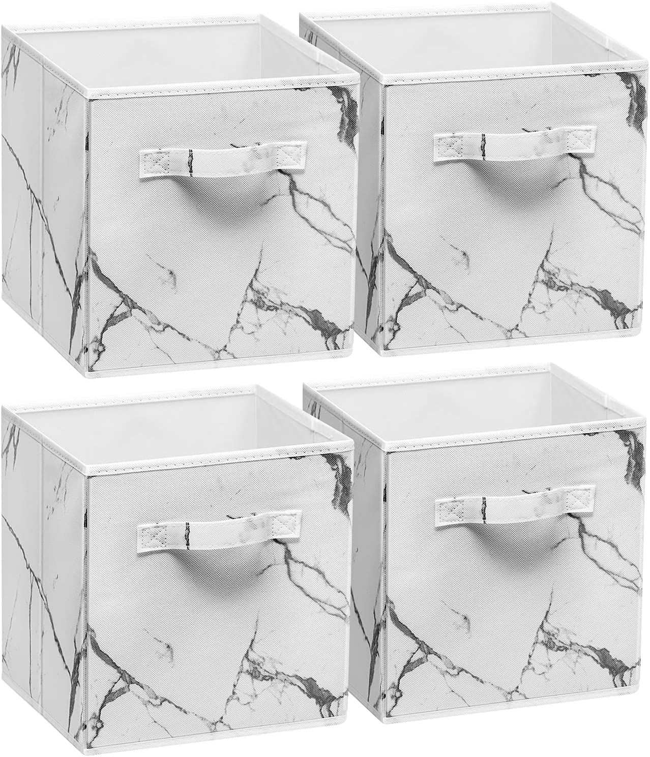 SORBUS STRG-BIN-MW 4 -Pack ( 10.5-in W x 11-in H x 11-in D ) White Marble Polypropylene Collapsible Bin