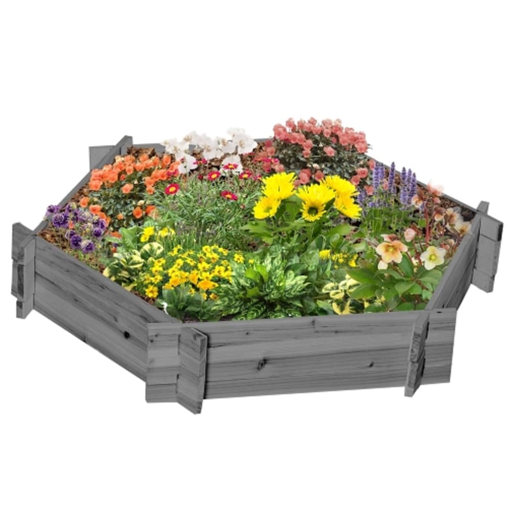 ZAKLOOP WU2225P174429 36.25-in W x 39.25-in L x 6.25-in H Gray Wood Raised Garden Bed