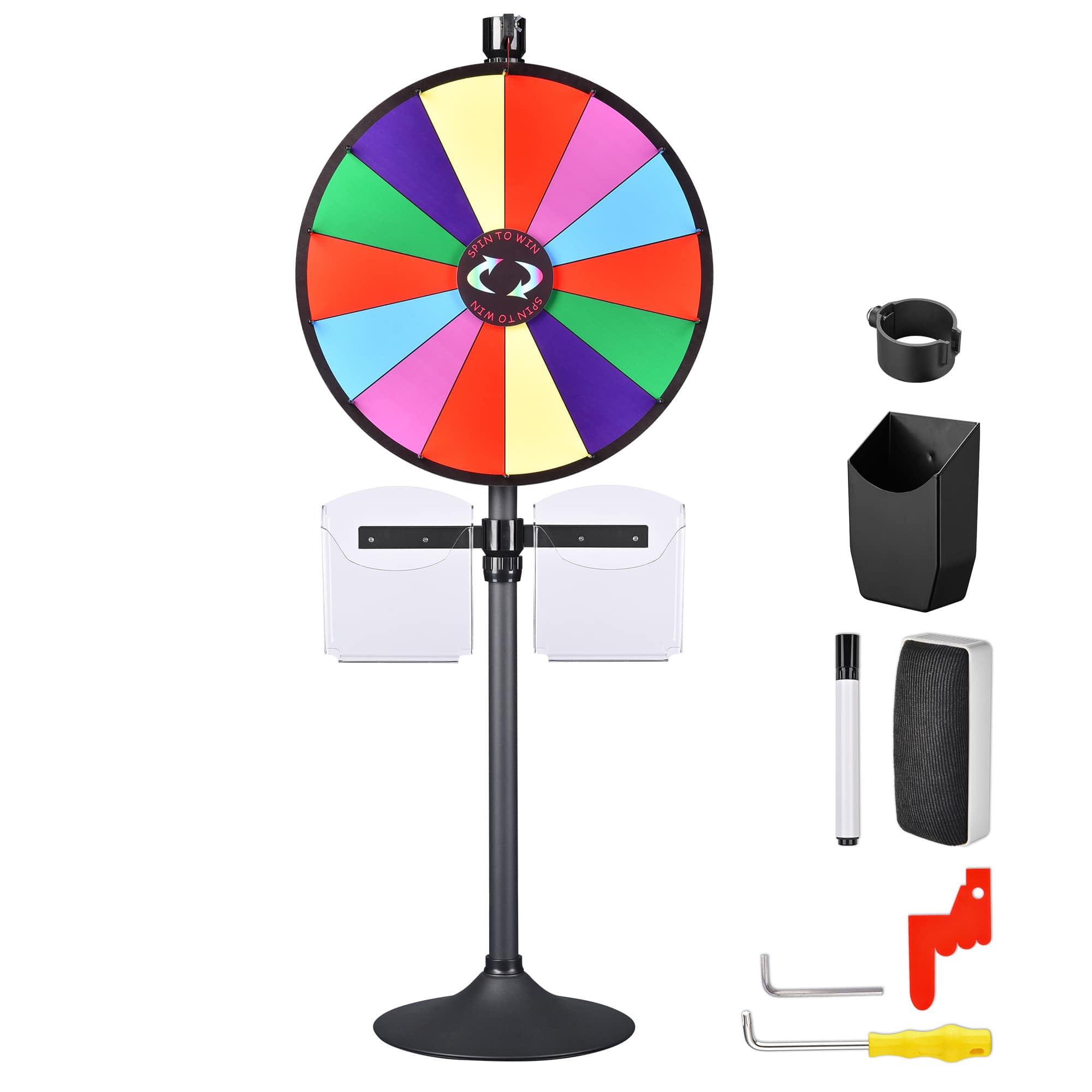 Yescom 35PRWSET008-24P22-LO WinSpin 24IN Prize Wheel Tabletop Floor Stand Spinning Game Brochure Holder