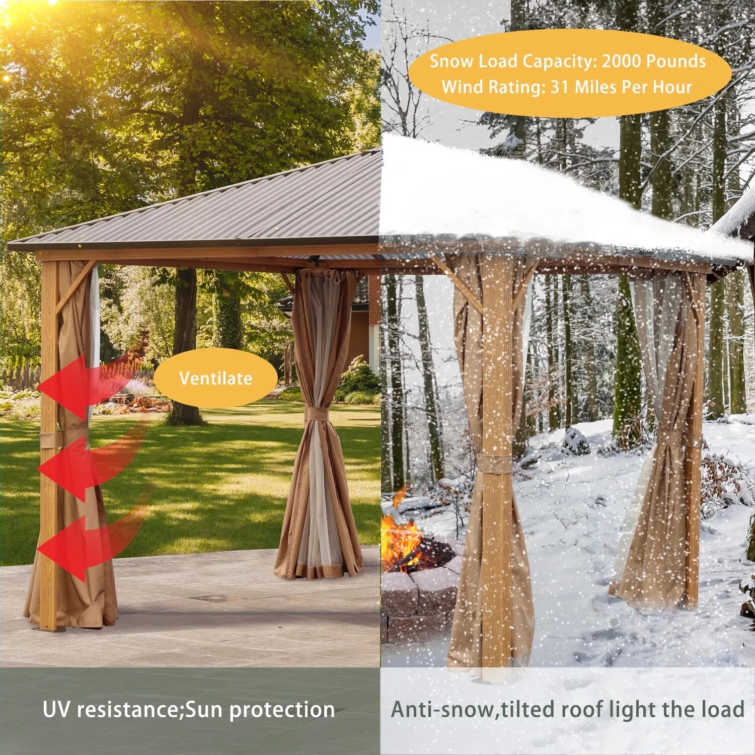 Aoodor A192-PKIBN Wood-Resin-Gazebos - View #4