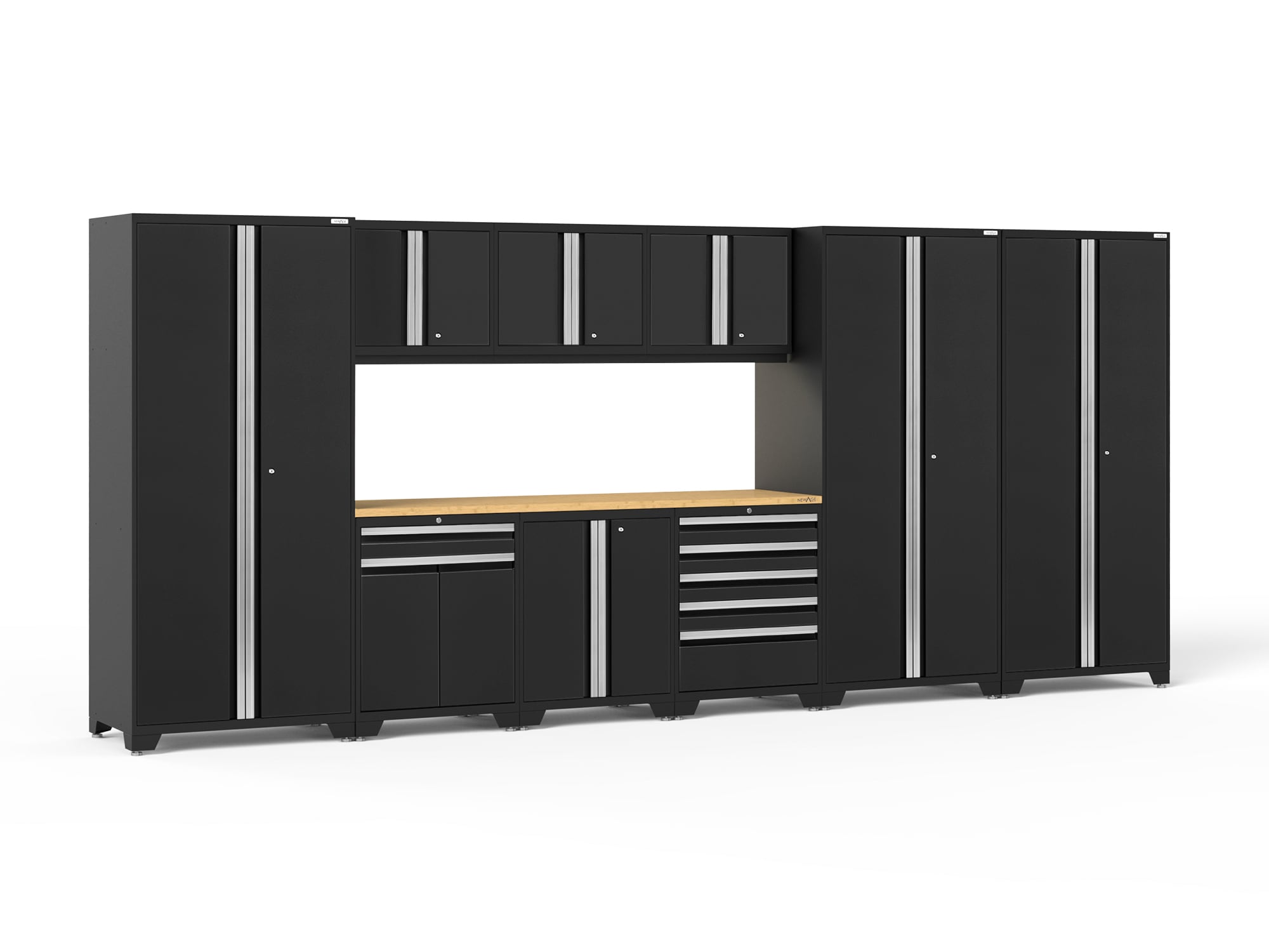 NewAge Products 64225 192-in W x 84.75-in H x 24-in D 9 -Cabinets Steel Black Garage Storage System