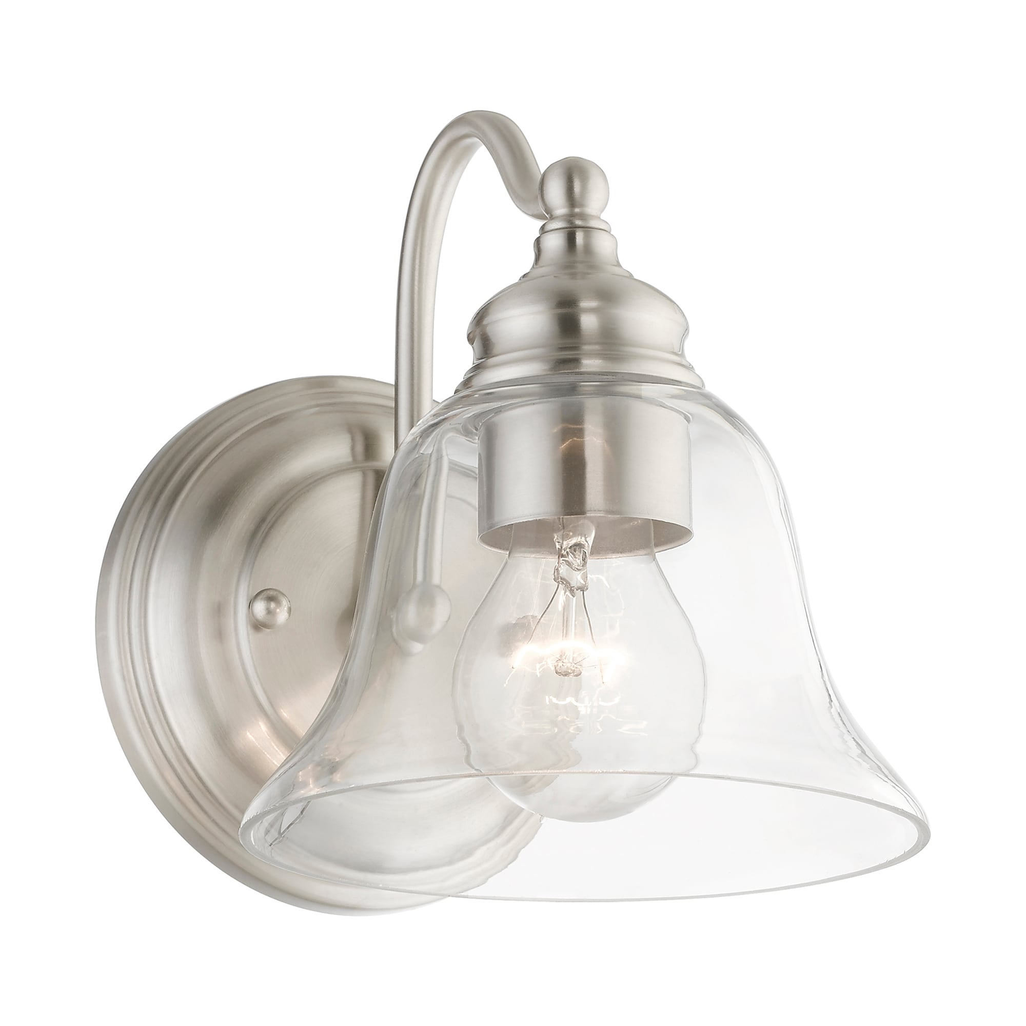 Brushed Nickel Clear Glass 1-Light Vanity Sconce