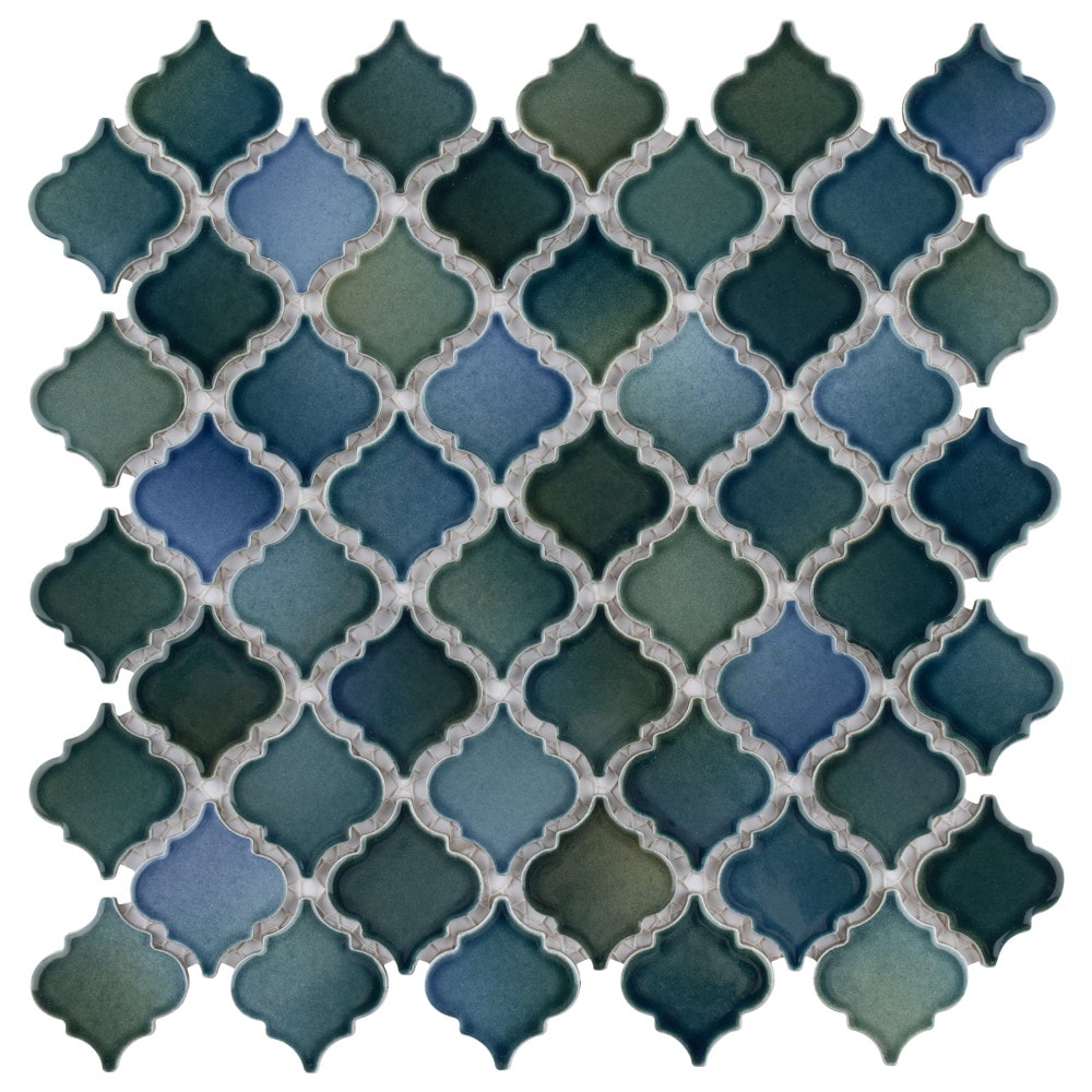 Affinity Tile FKOLTRHZ Hudson Tangier Lagoon 12-in x 13-in Glossy Porcelain Stone look Arabesque Mosaic Floor and Wall Tile ( 11-sq ft Carton )