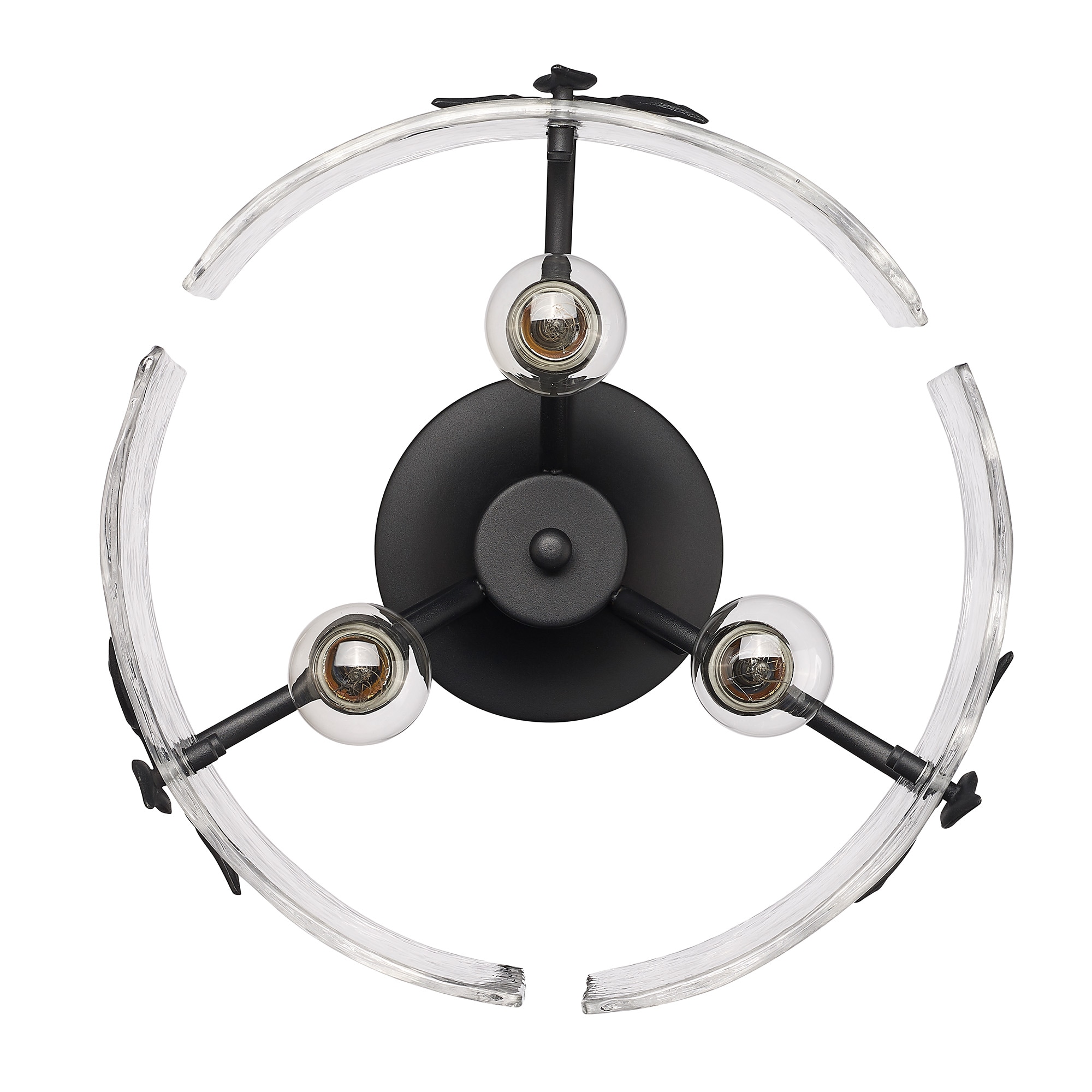 Natural Black Hammered Glass 3-Light Semi-Flush Mount