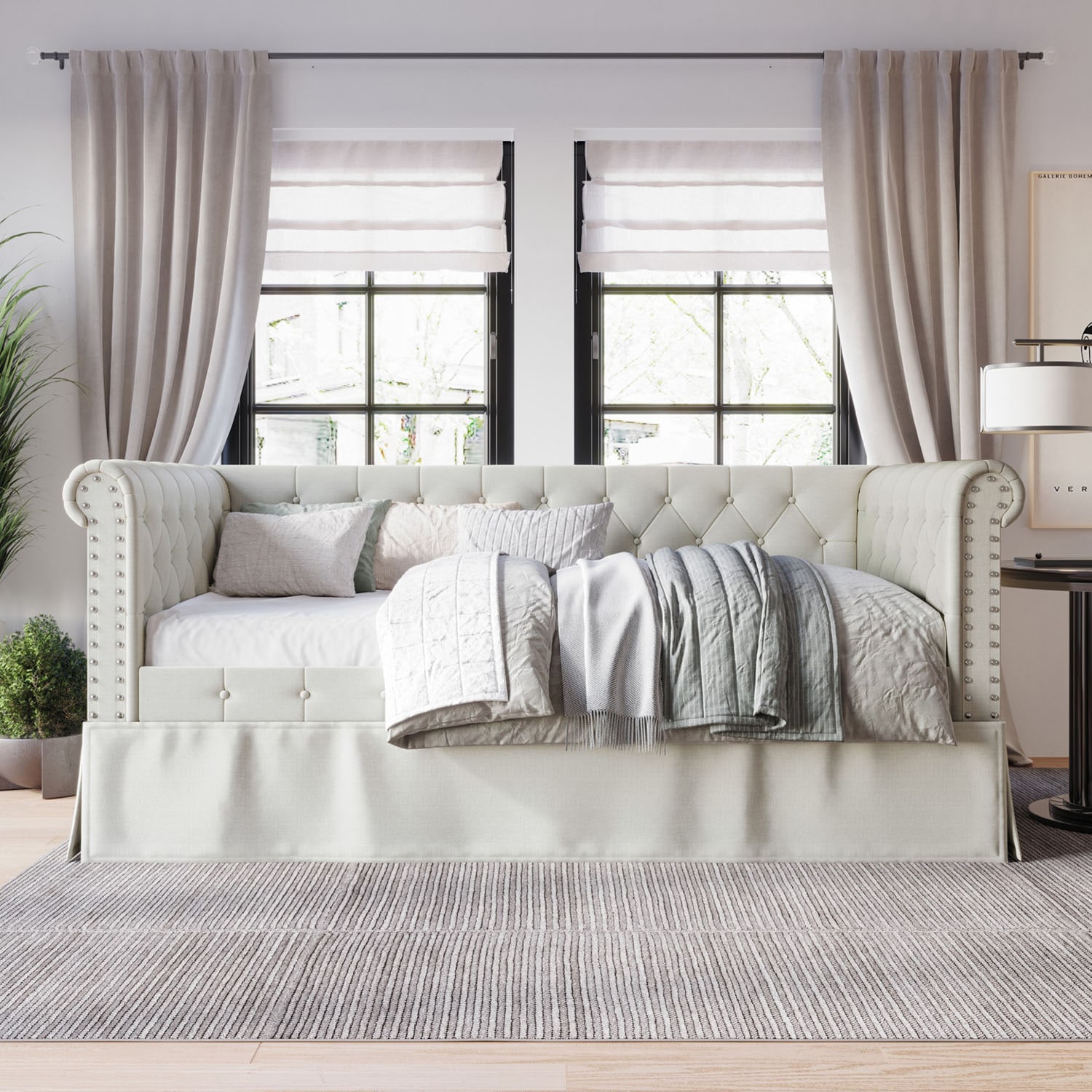 CasePiece C5092TT-WGY-LN-X2 Warm Grey Twin Wood Daybed Bed