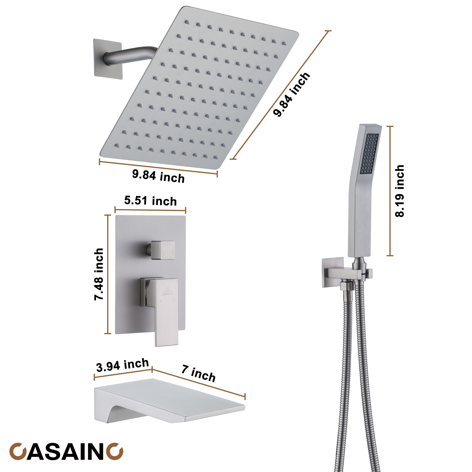 CASAINC KCHS0015-10BN Showerhead-Bar-Panels - View #5