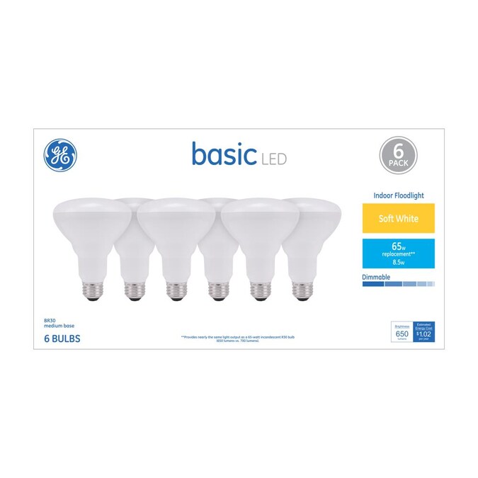 GE Basic 65-Watt EQ LED Br30 Soft White Dimmable Flood Light Light Bulb