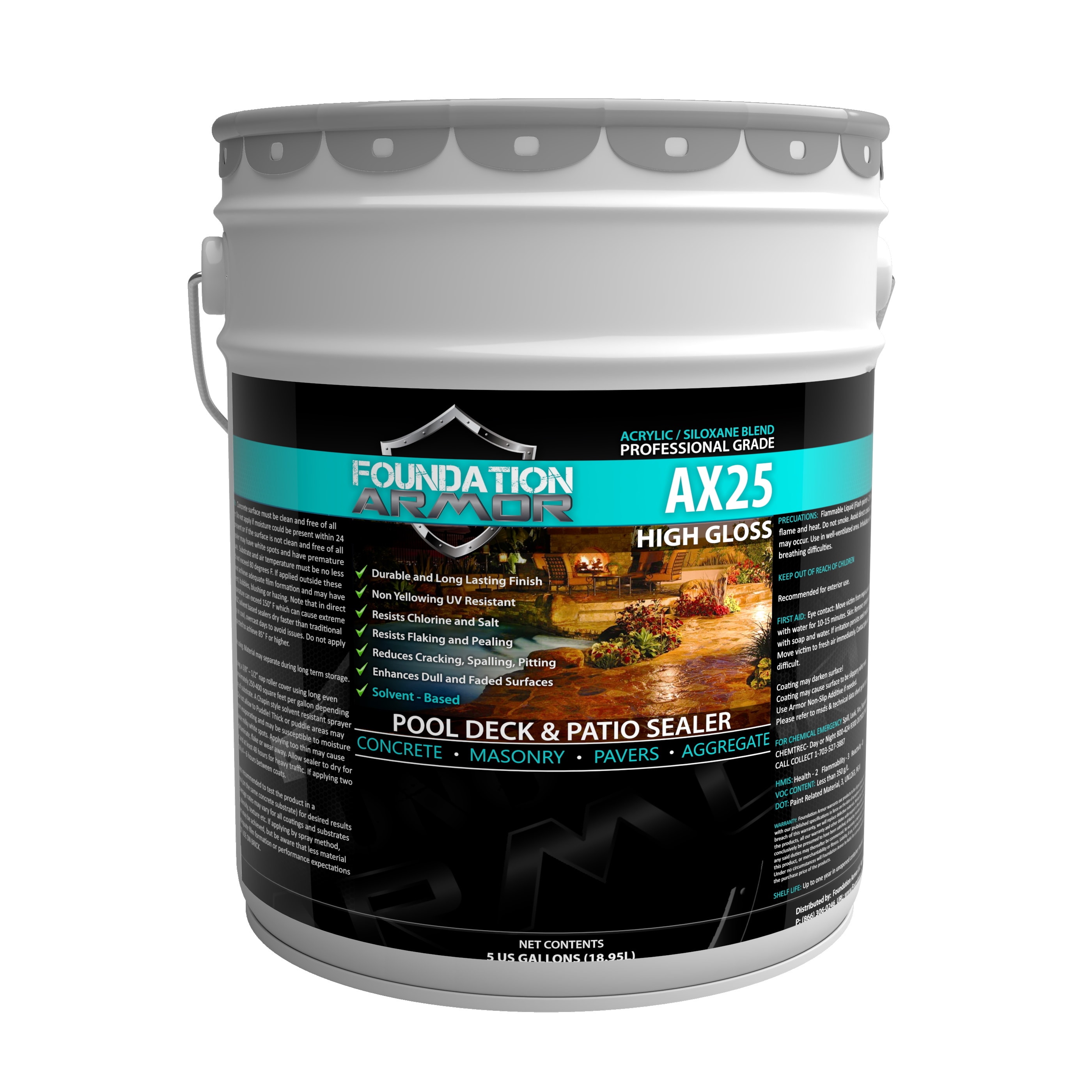 Foundation Armor AX25 Gloss Acrylic Sealer Tintable Clear High Gloss  Transparent Concrete Sealer Ready-to-use (5-Gallon) in the Concrete Stains  & Sealers department at