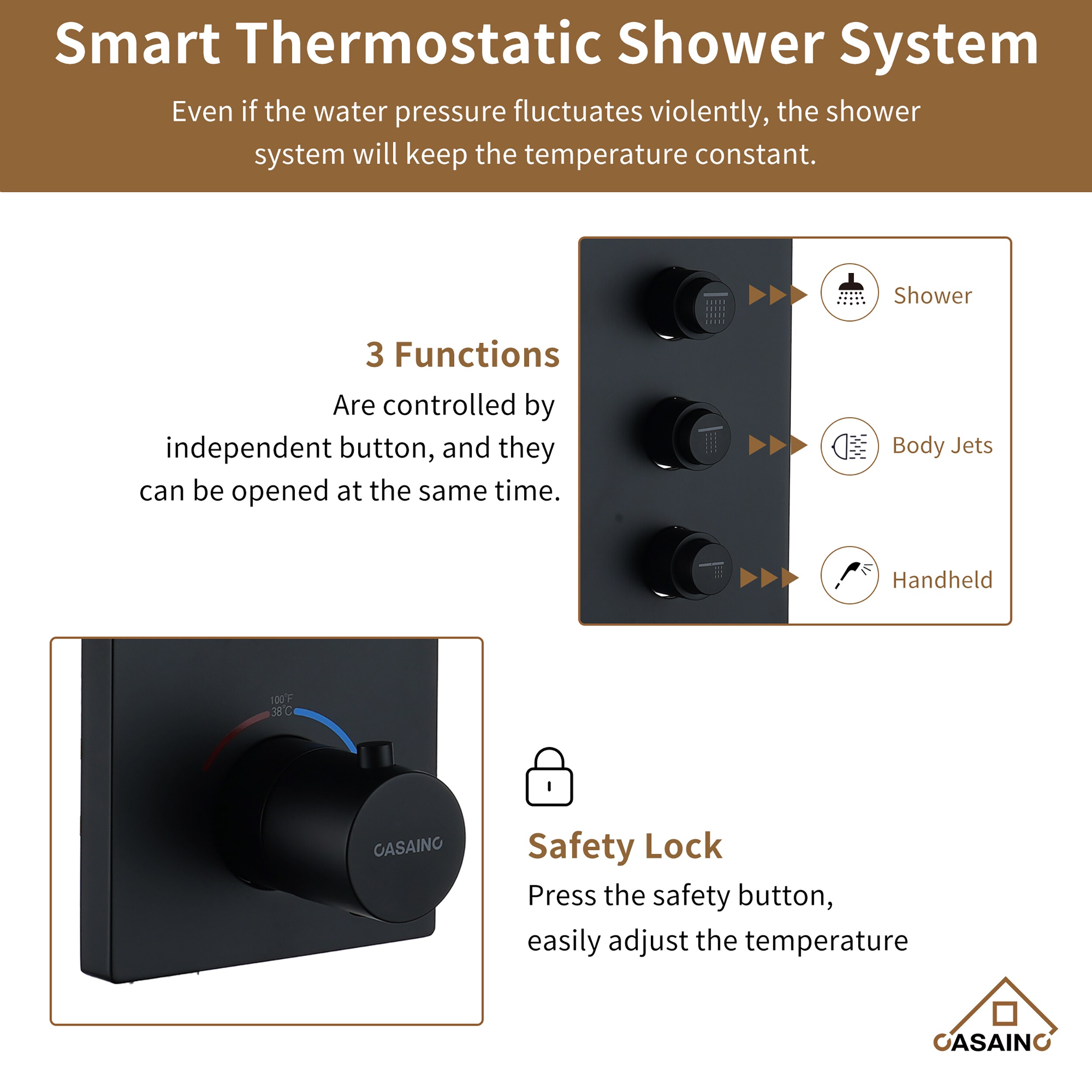 CASAINC CA-102009EB-4 Showerhead-Bar-Panels - View #6