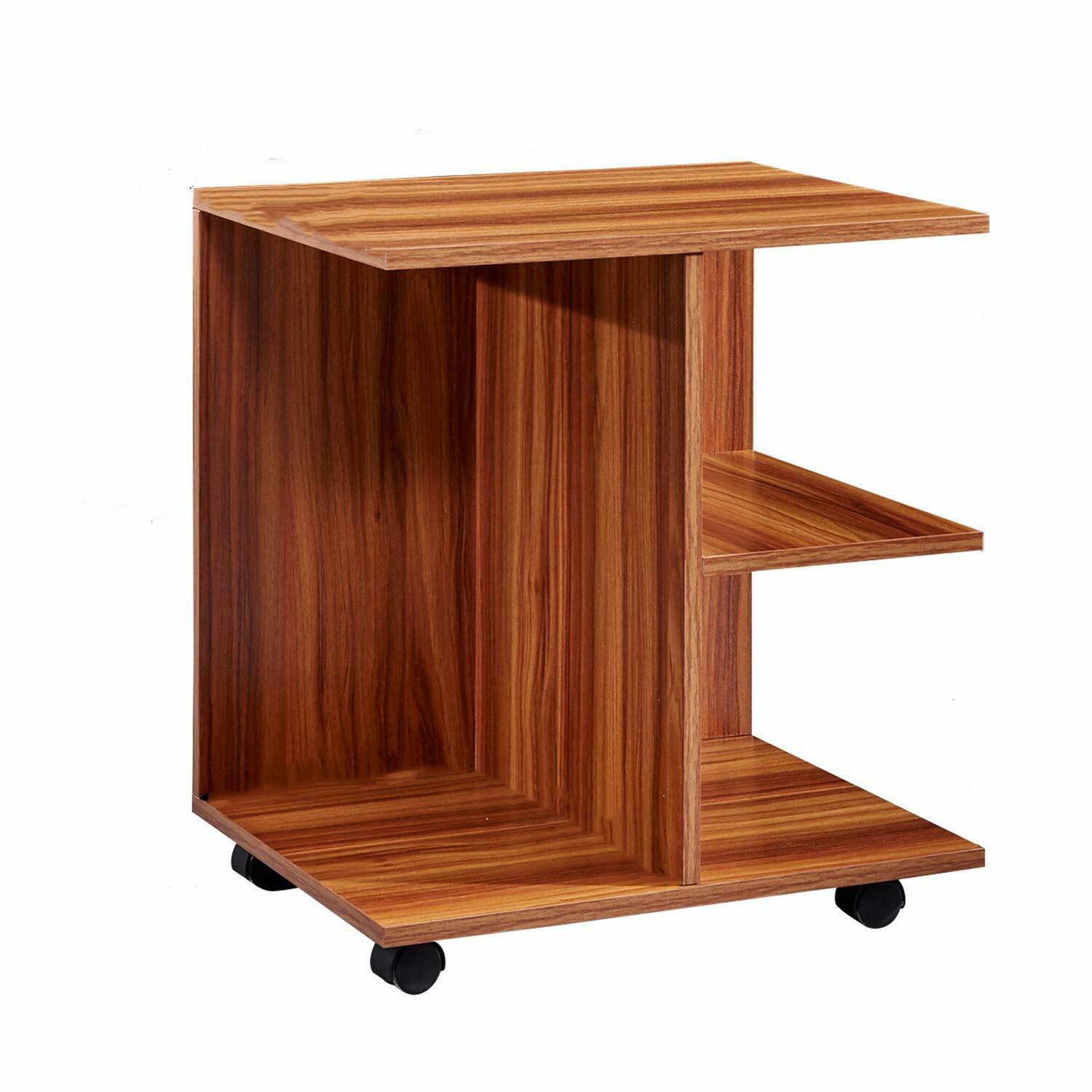 AC Pacific ARCHIE-SIDE TABLE 19.68-in W x 21.65-in H Walnut Wood Modern End Table with Storage Assembly Required