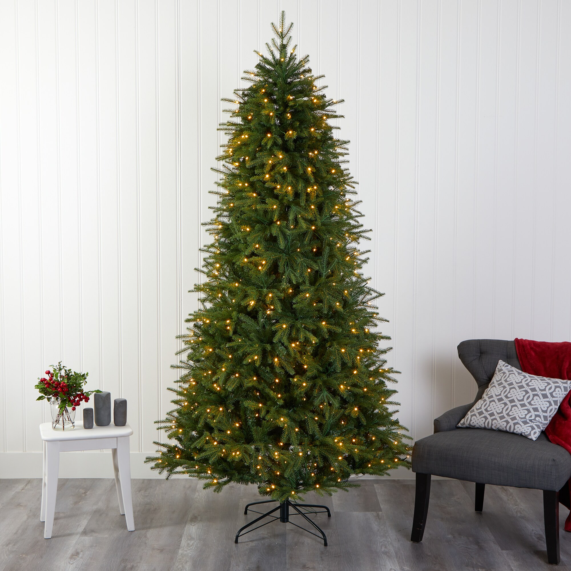 Nearly Natural 7-ft Douglas Fir Pre-lit Artificial Christmas Tree with ...