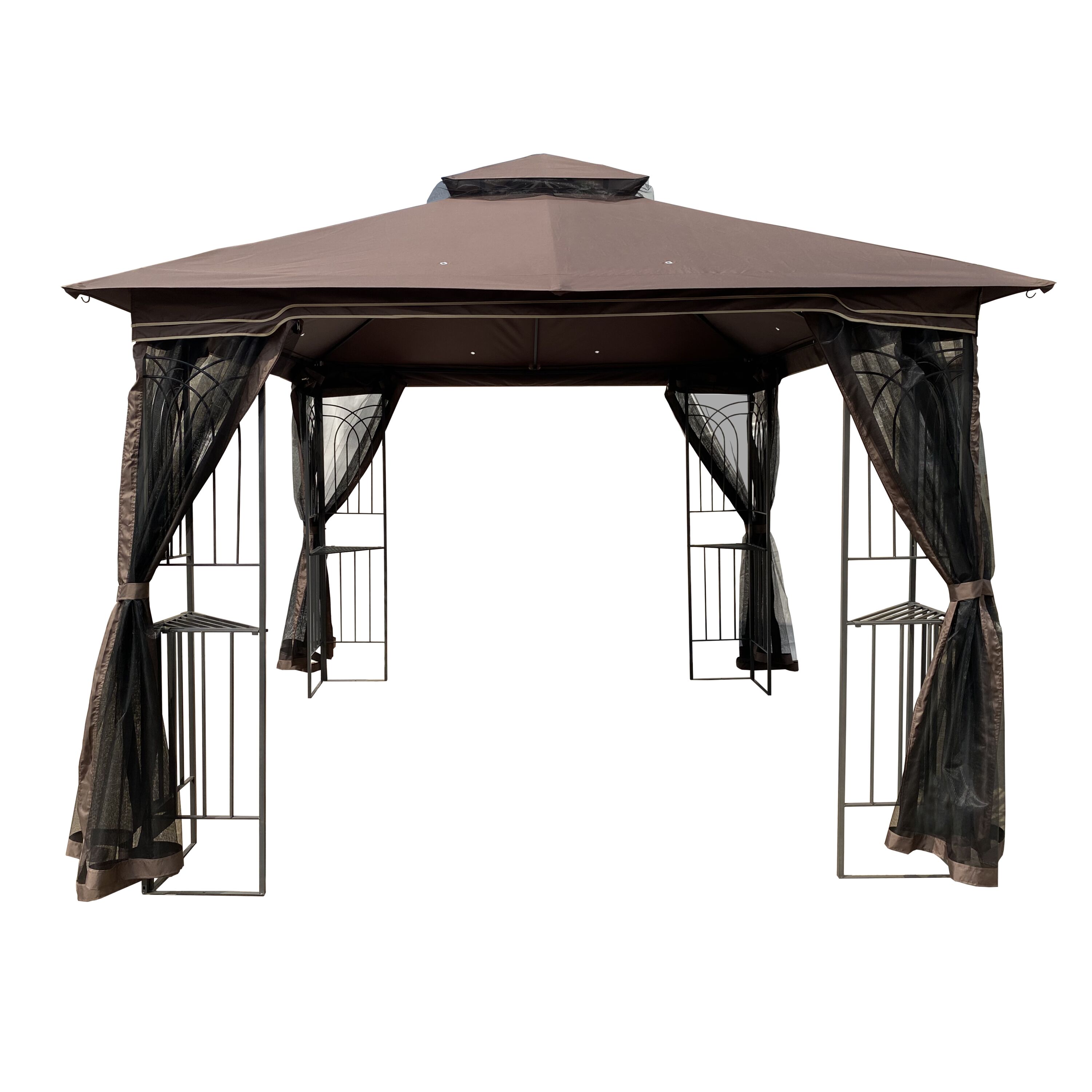 Kahomvis BU-QPW4-786 10-ft x 10-ft Brown Square Semi-permanent Soft top Roof (Screen Included)