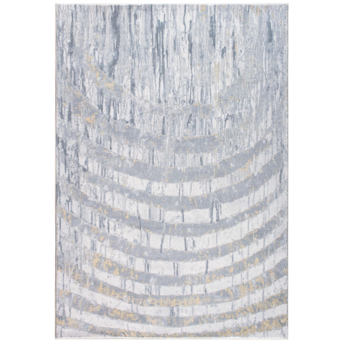 HomeRoots 4000475340 6 x 9 (ft) Woven Polyester Grey Gold Rectangular Indoor Abstract Area rug