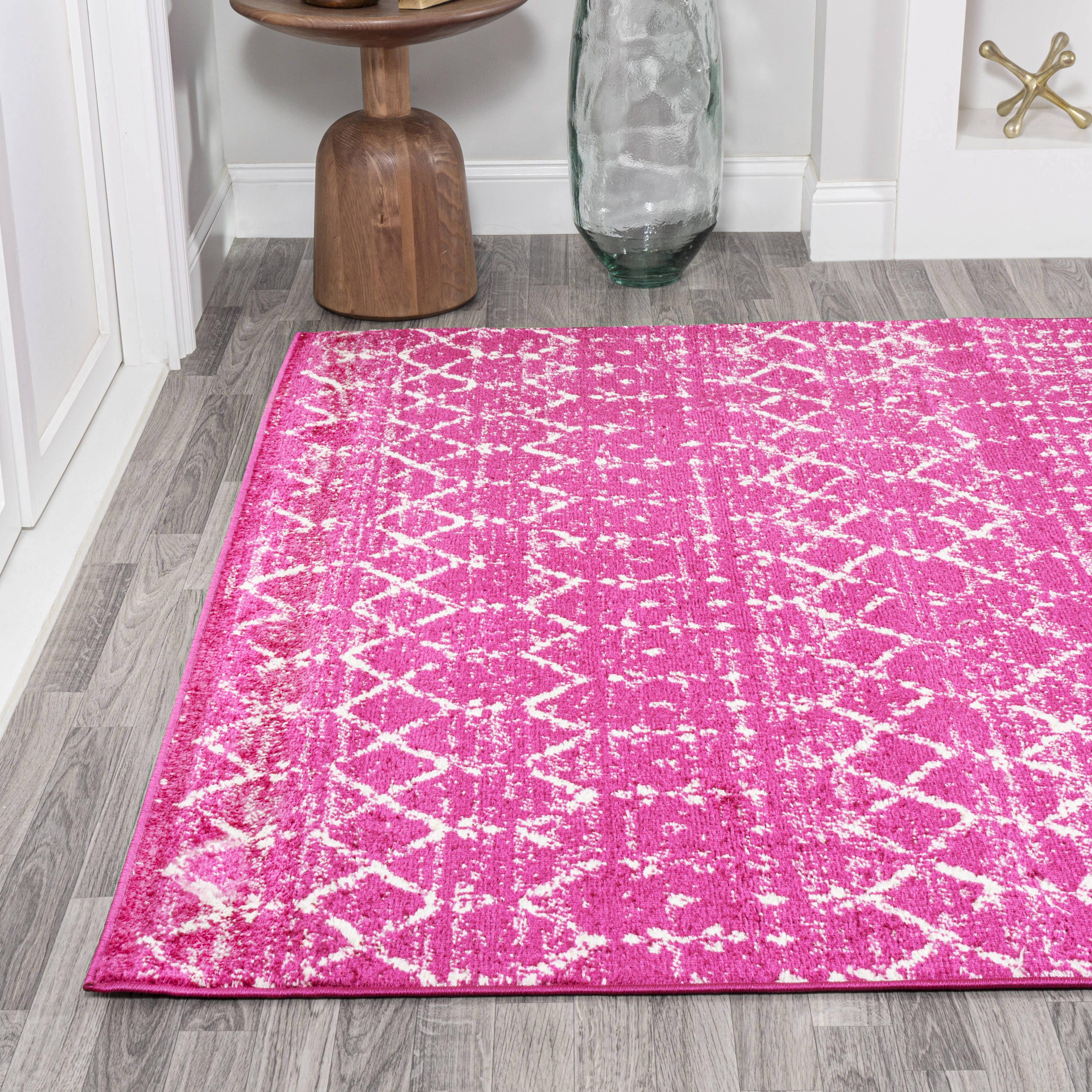 Fancy Moroccan Trellis Non-Slip Area Rug Rubber Backed - 3'4 x 5