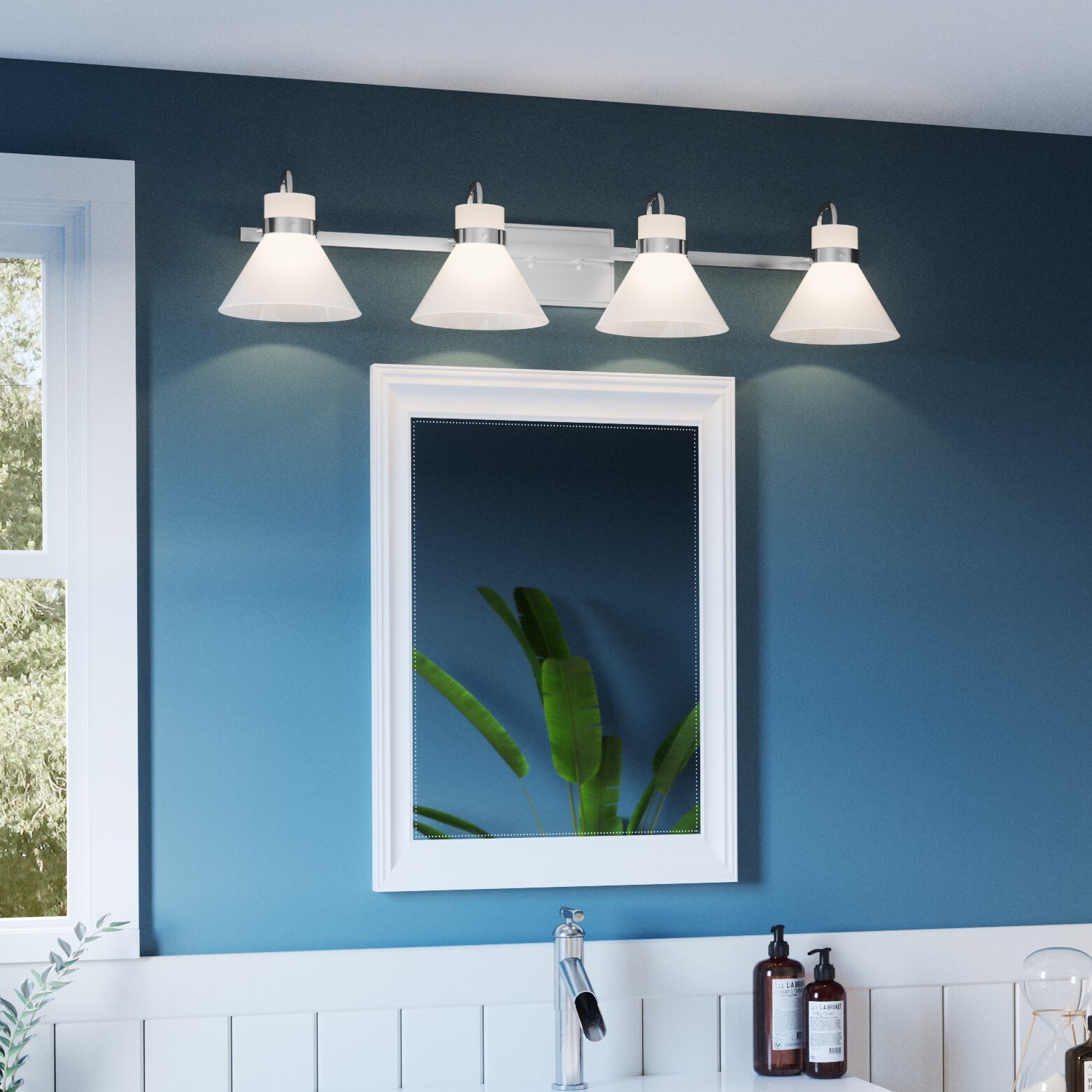 Quoizel RGN8635C Regency 35.5-in 4-Light Polished Chrome Transitional Vanity Light