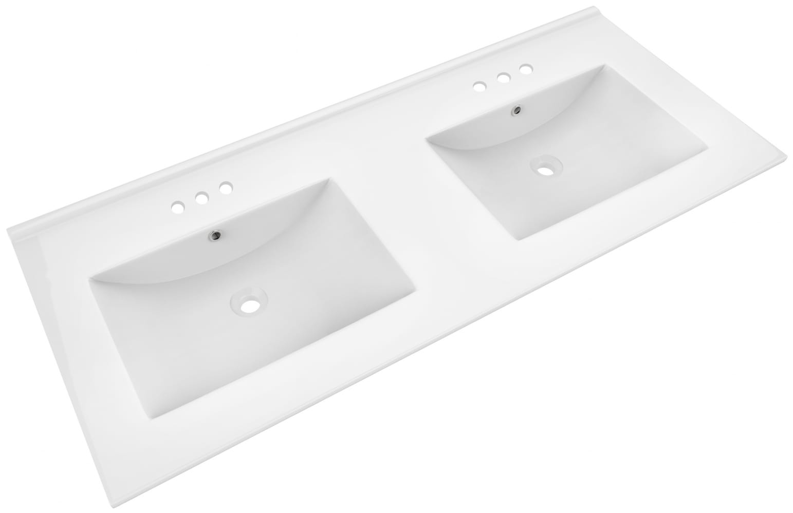 American Imaginations Xena 49-in White Fire Clay Double Sink Bathroom ...