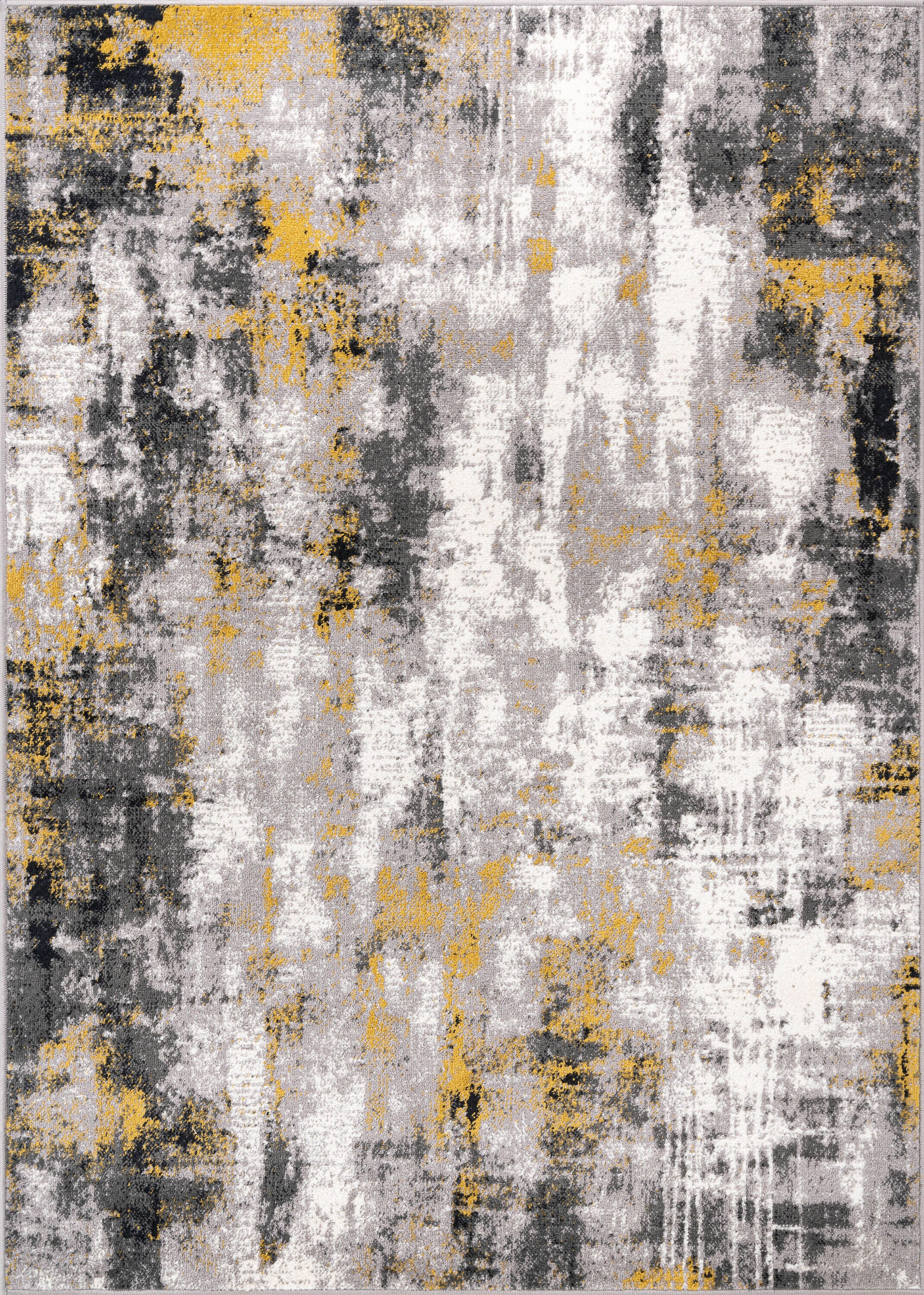 World Rug Gallery 978YELLOW8X10 8 x 10 (ft) Loomed Polypropylene Yellow Rectangular Indoor Distressed/Overdyed Area rug