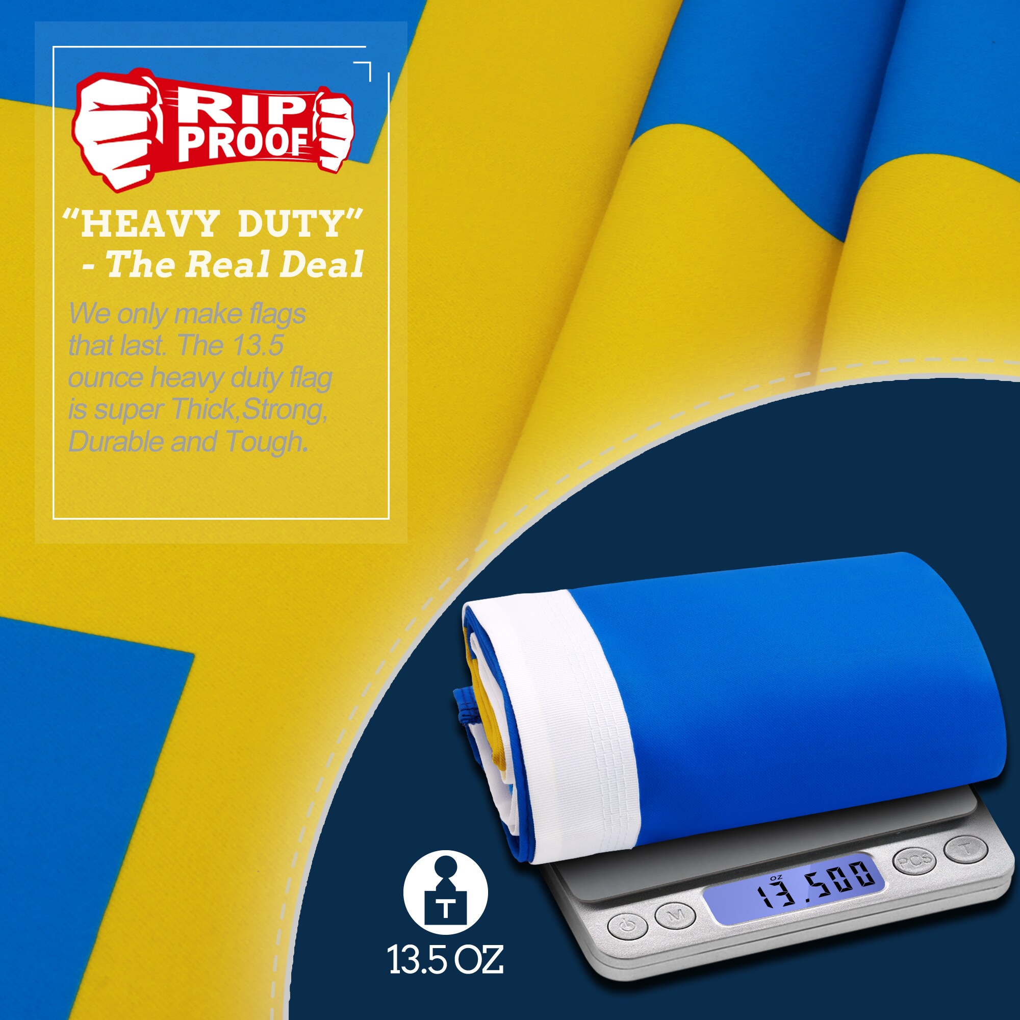 Rip-Proof Double Sided 3-Ply Sweden Flag 3x5 Foot