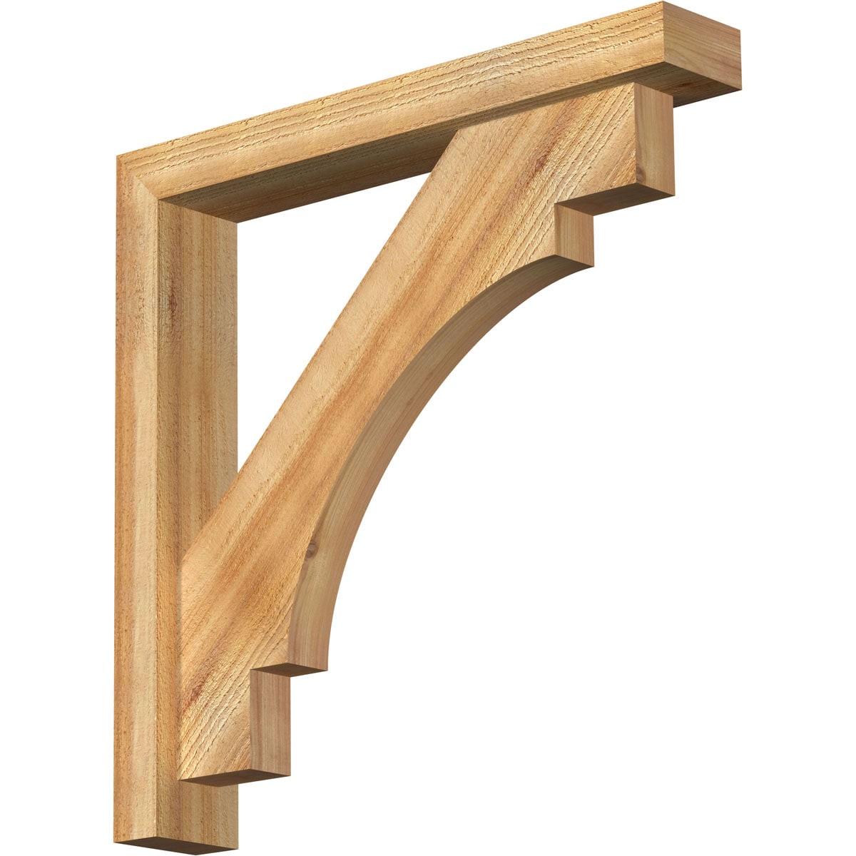 Ekena Millwork 1463023 Merced Block Rough Sawn Bracket with Offset Brace Western Red Cedar Wood Standard Bracket