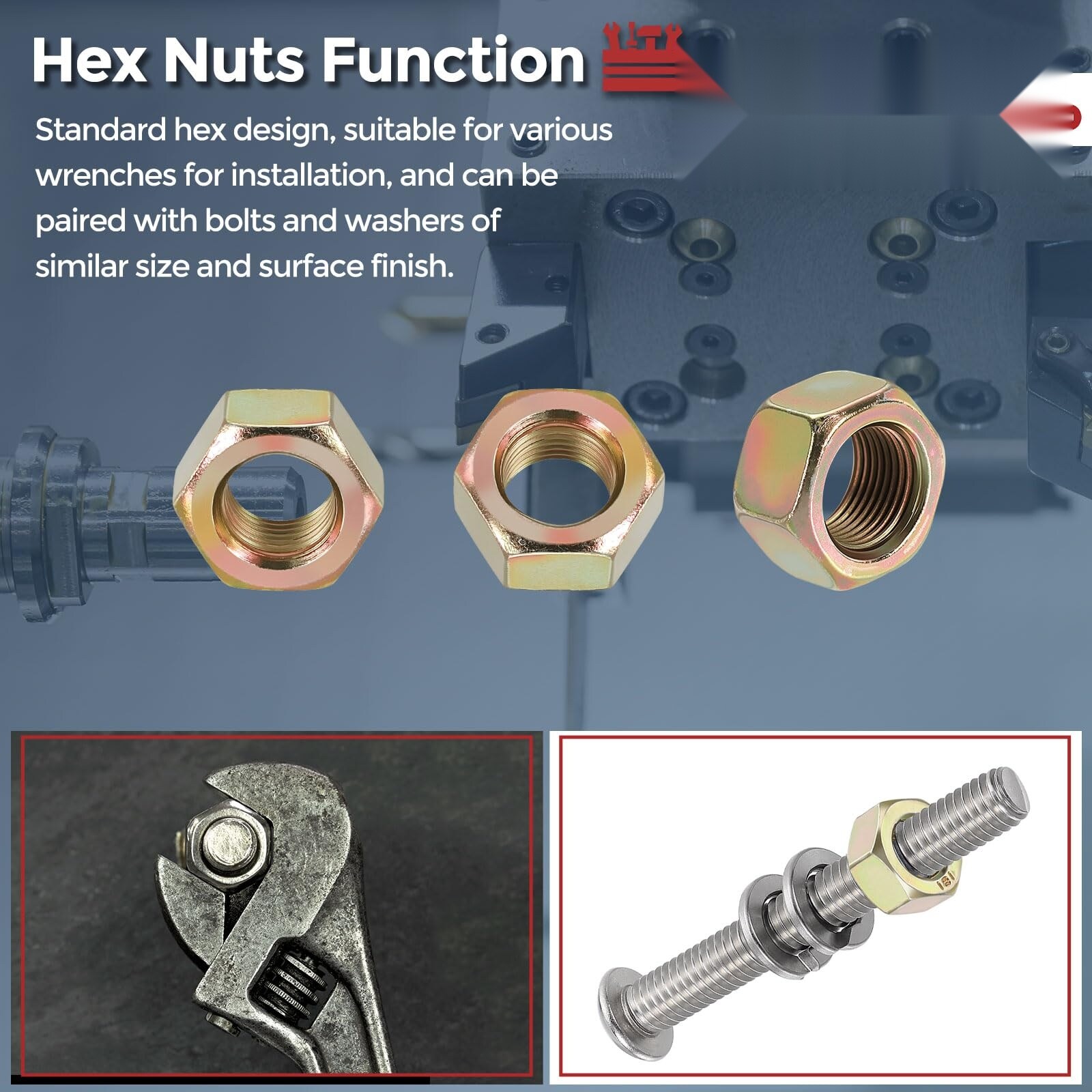 Phyfalip 6-Piece 9/16-in-18 Grade 8 Carbon Steel Hex Nuts Standard Inch ...