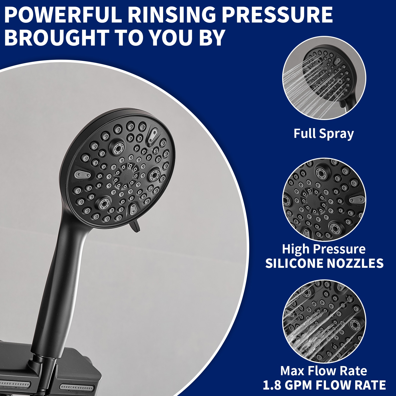 Matte Black Dual Shower Head with Handheld and Stainless Steel Hose